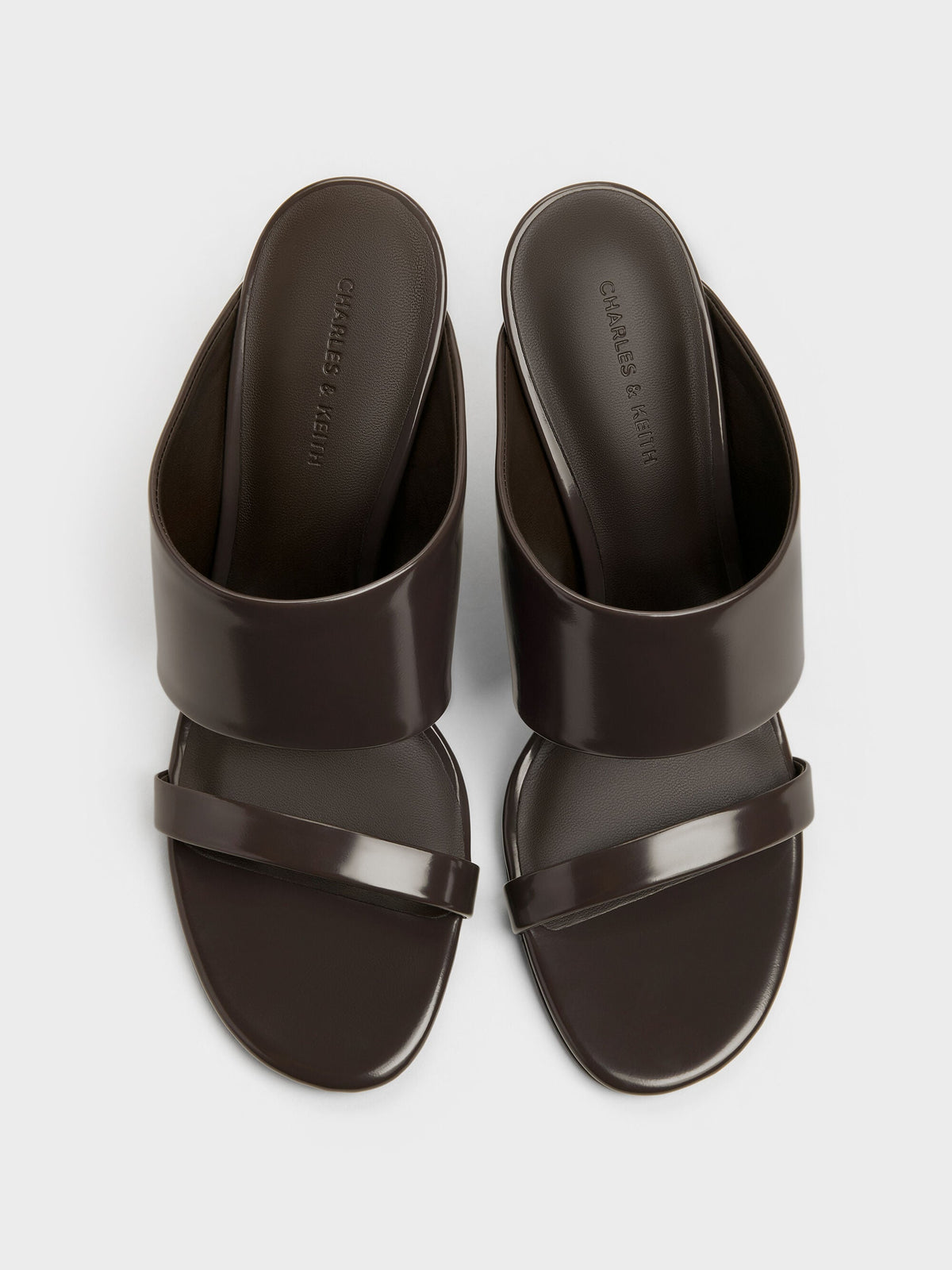 Double-Strap Wedge Mules - Dark Brown | CHARLES & KEITH