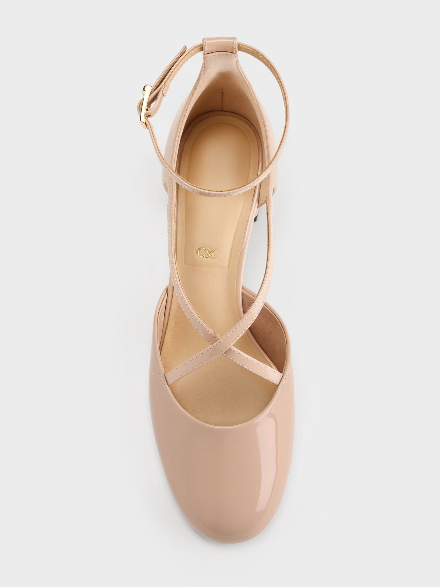 Patent Leather Crossover Pumps - Nude | CHARLES & KEITH