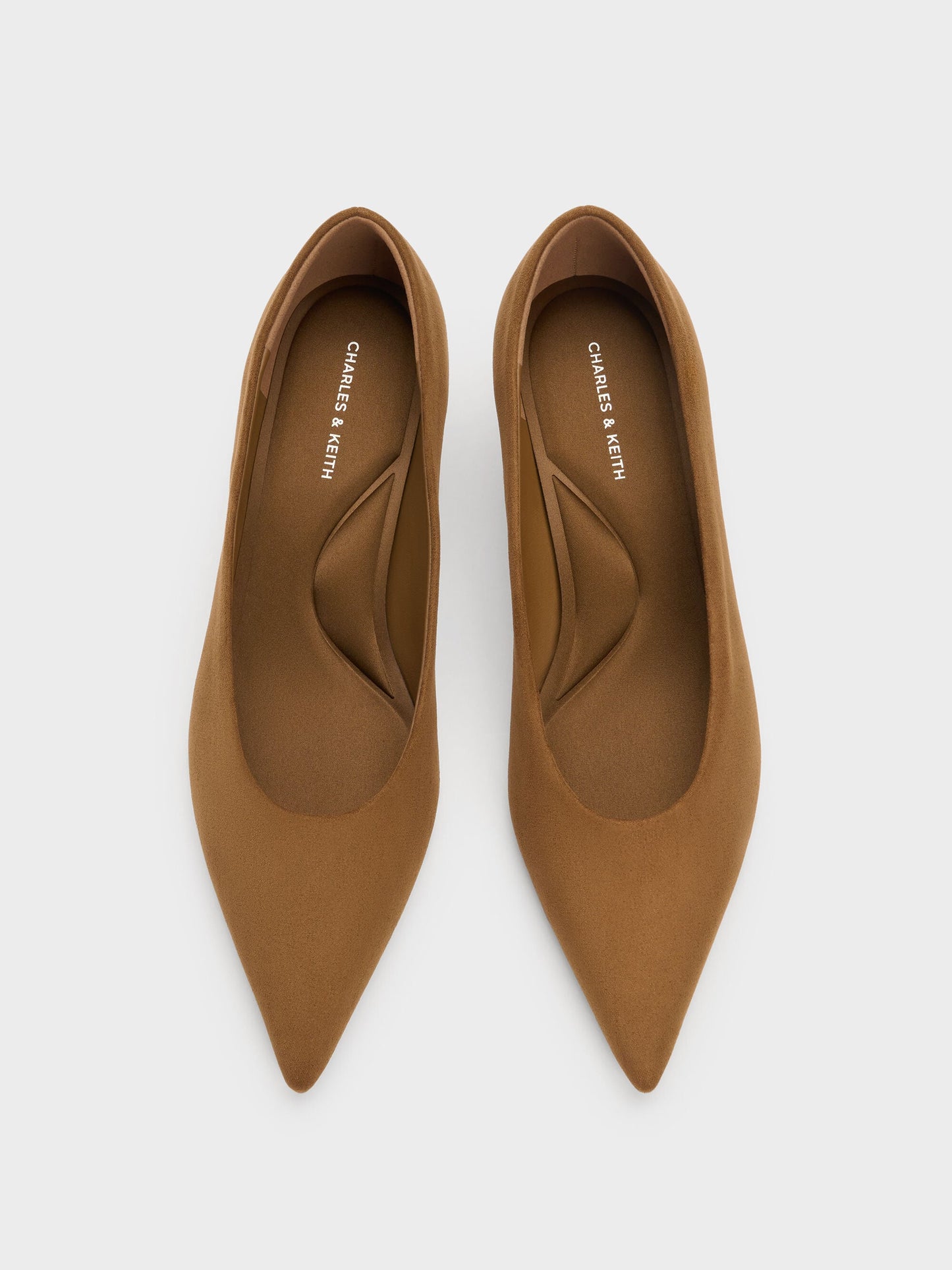 Emelia Faux Suede Kitten Heels - Camel | CHARLES & KEITH