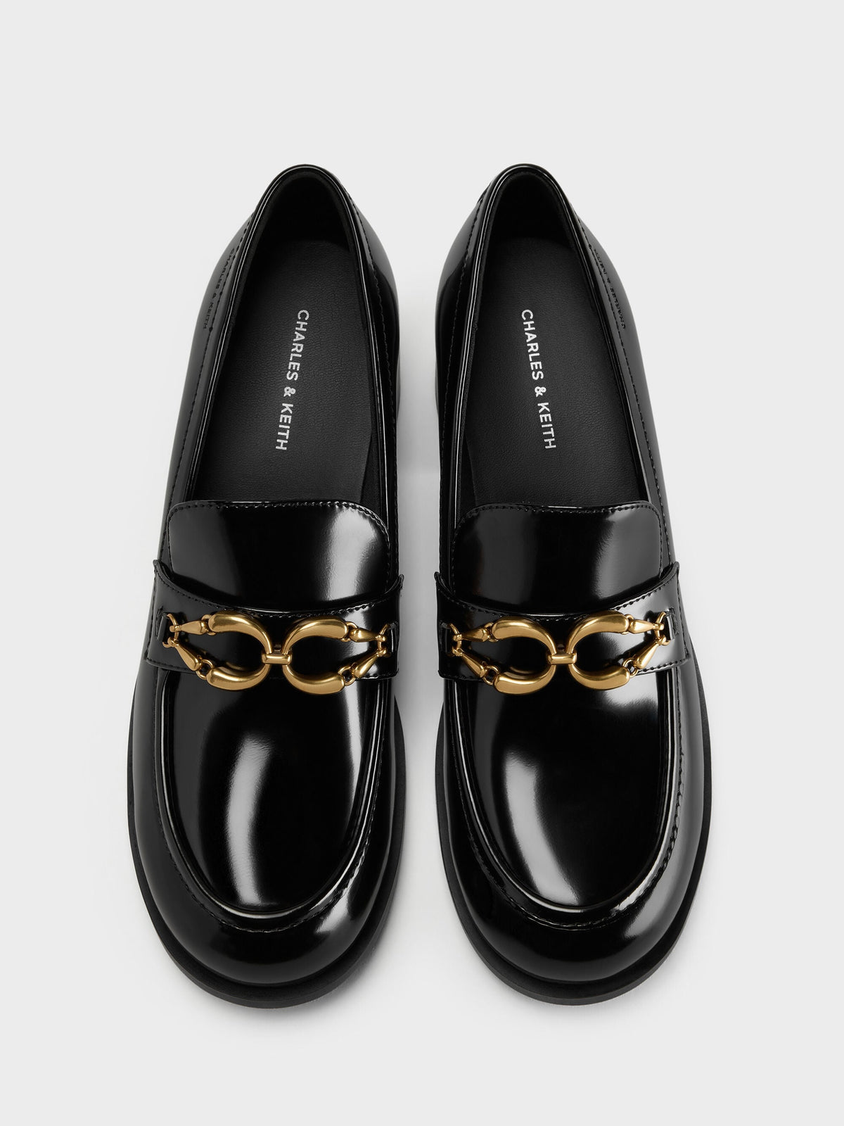 Metallic-Buckle Loafer Pumps - Black Box | CHARLES & KEITH