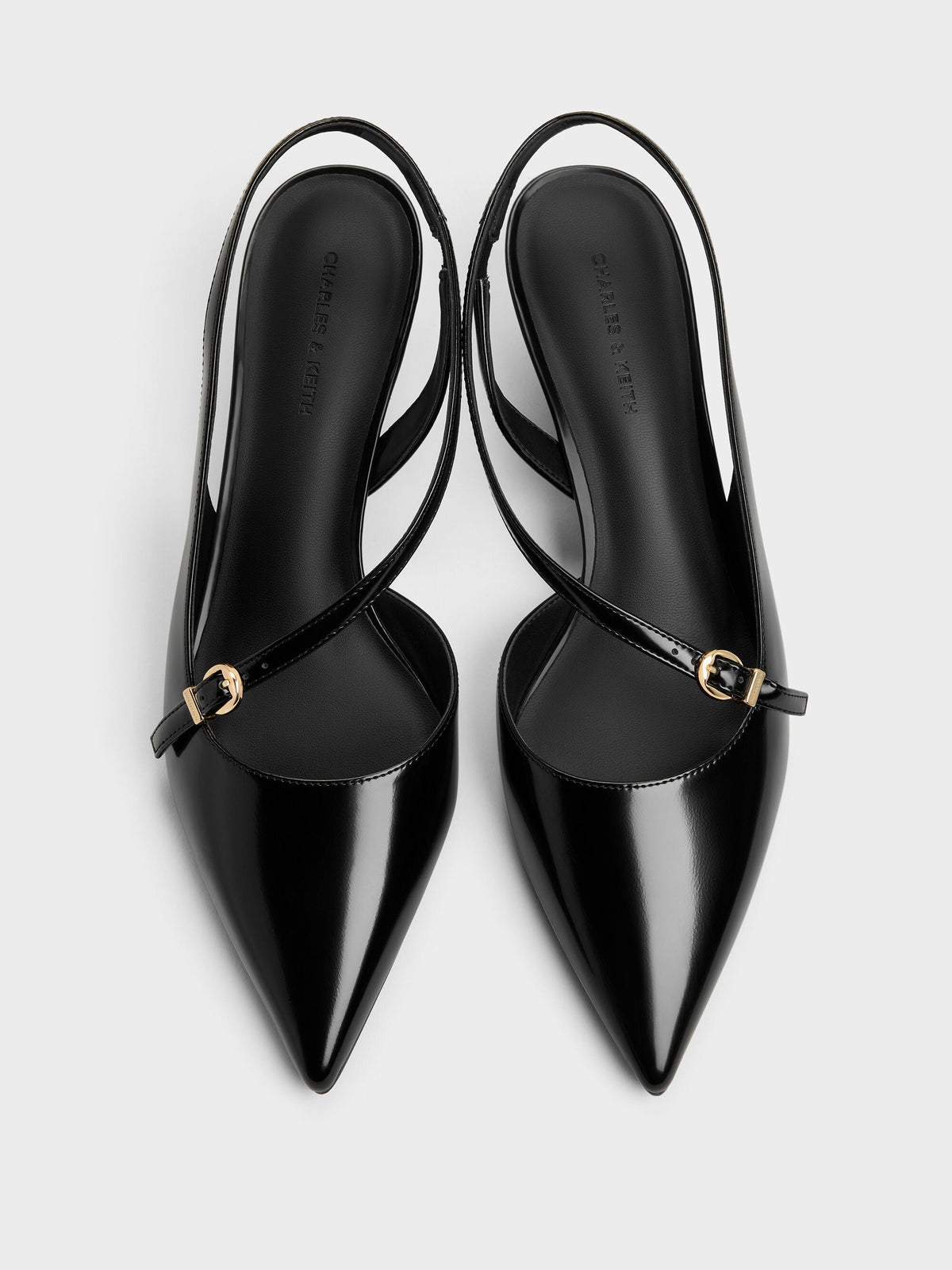 Asymmetric D'Orsay Slingback Pumps - Black Box | CHARLES & KEITH