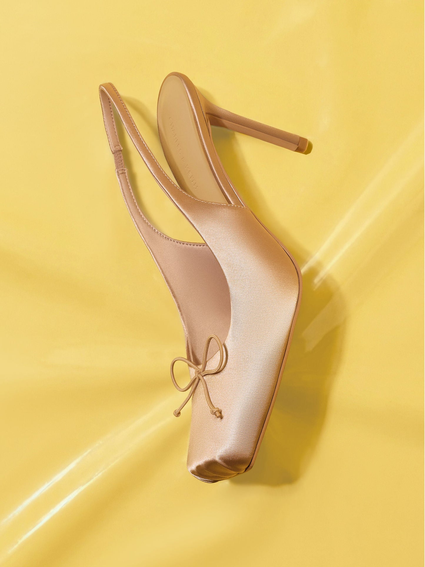 Satin Ruched Stiletto Slingback Pumps - Nude | CHARLES & KEITH