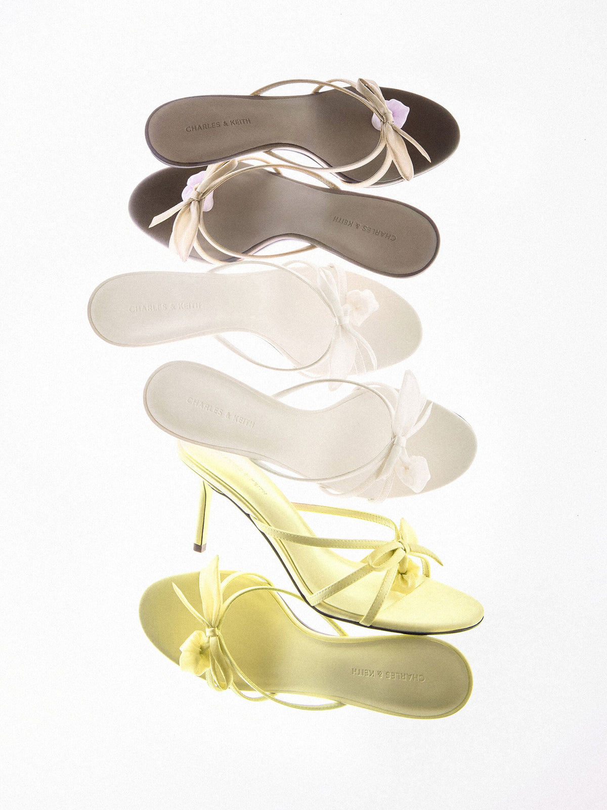 Bow Flower-Pearl Heeled Mules - Dark Brown Textured | CHARLES & KEITH