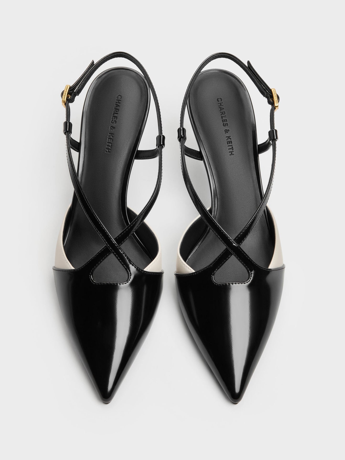 Two-Tone Pointed Slingback Pumps - Black Box | CHARLES & KEITH