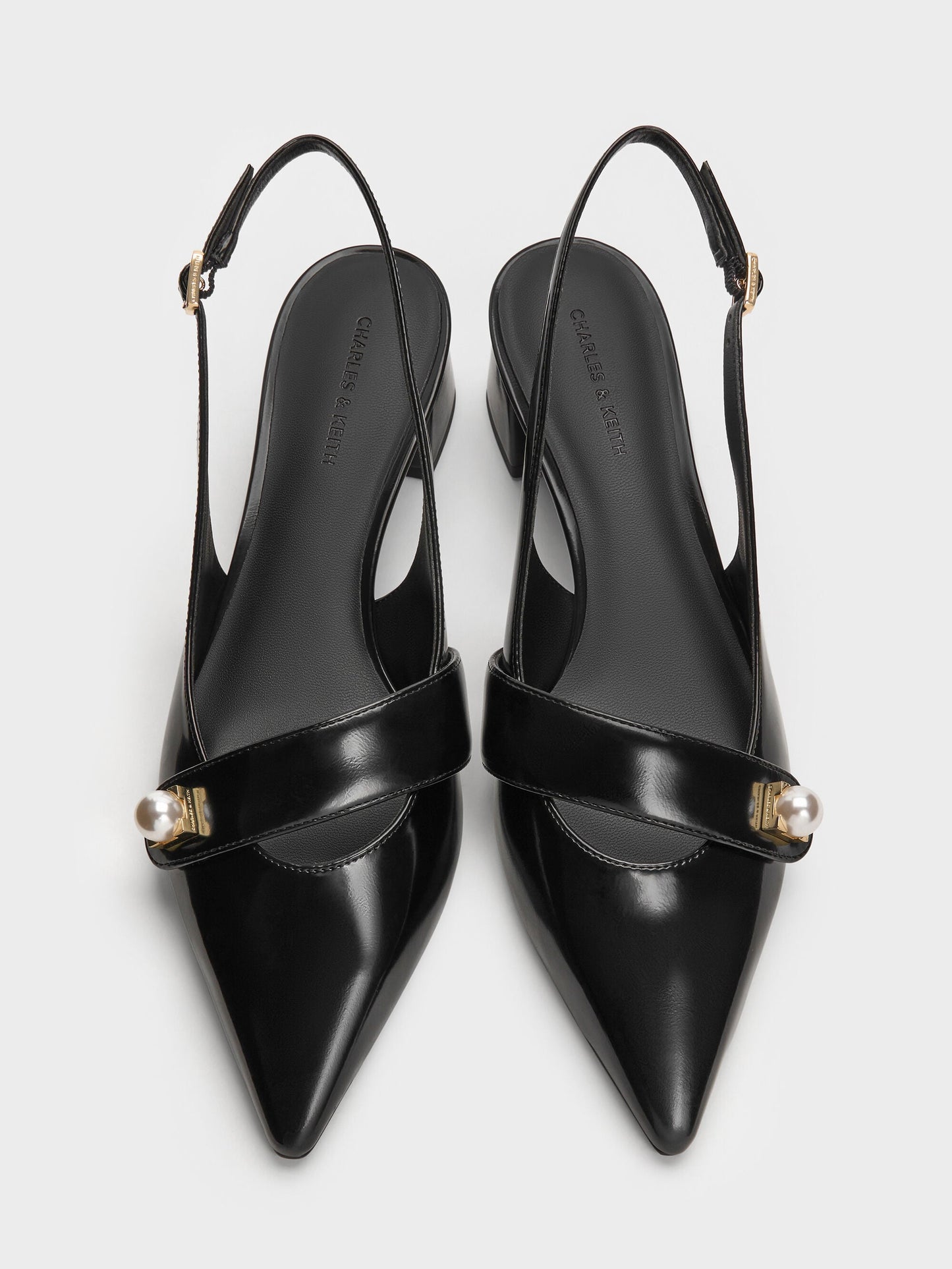 Marie Pearl Slingback Pumps - Black Box | CHARLES & KEITH