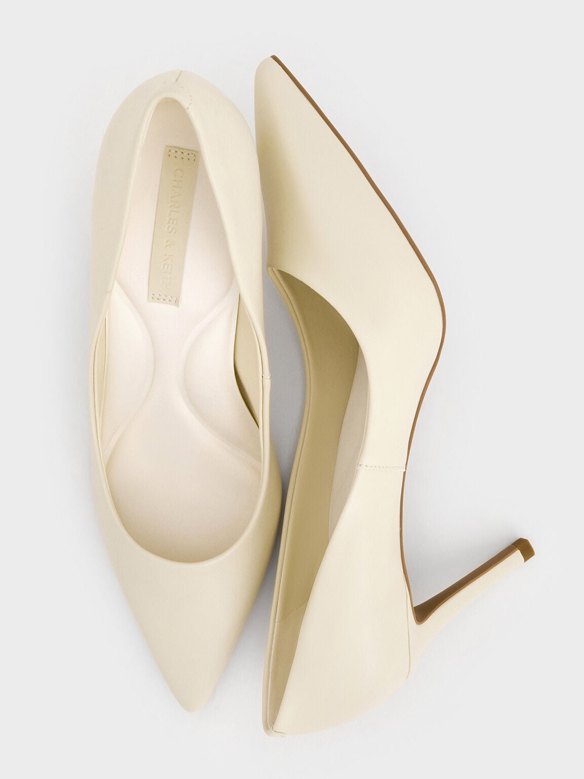 Emmy Pointed Stiletto Pumps - Chalk | CHARLES & KEITH