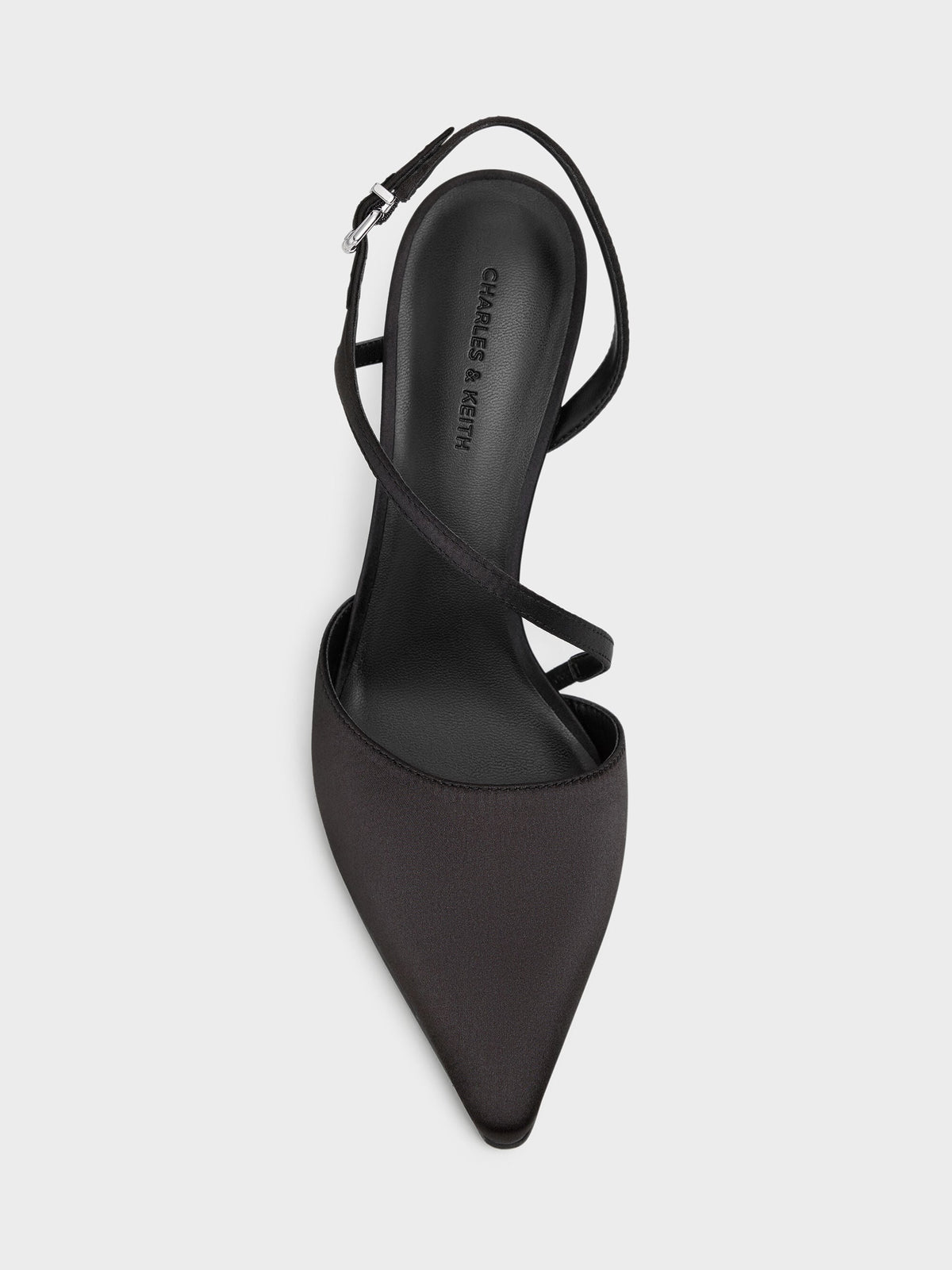 Cordelia Pointed Slingback Pumps - Black Textured | CHARLES & KEITH