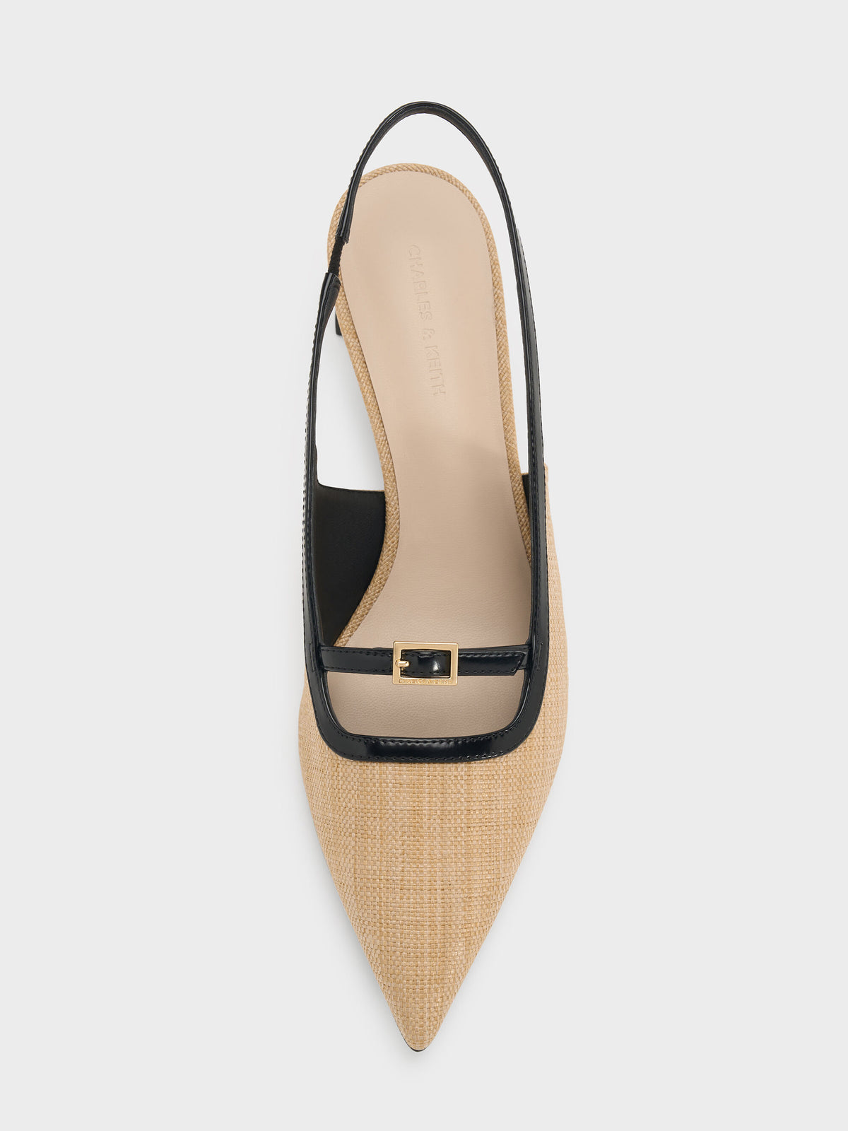 Woven Buckle-Strap Slingback Pumps - Natural | CHARLES & KEITH