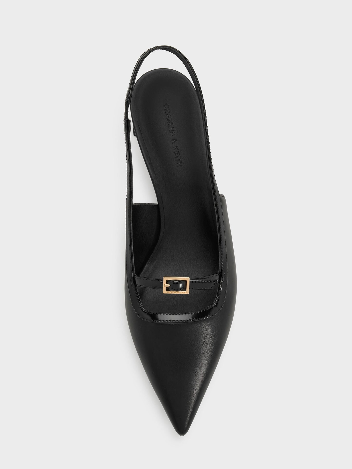 Buckle-Strap Slingback Pumps - Black | CHARLES & KEITH