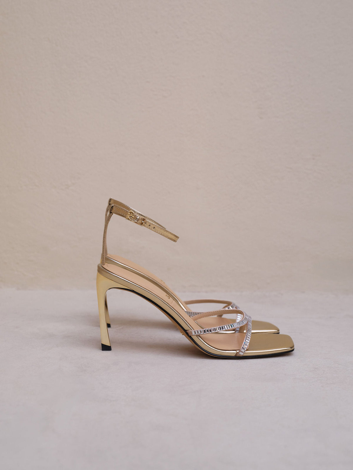 Jaylene Gem Stiletto Sandals - Gold | CHARLES & KEITH