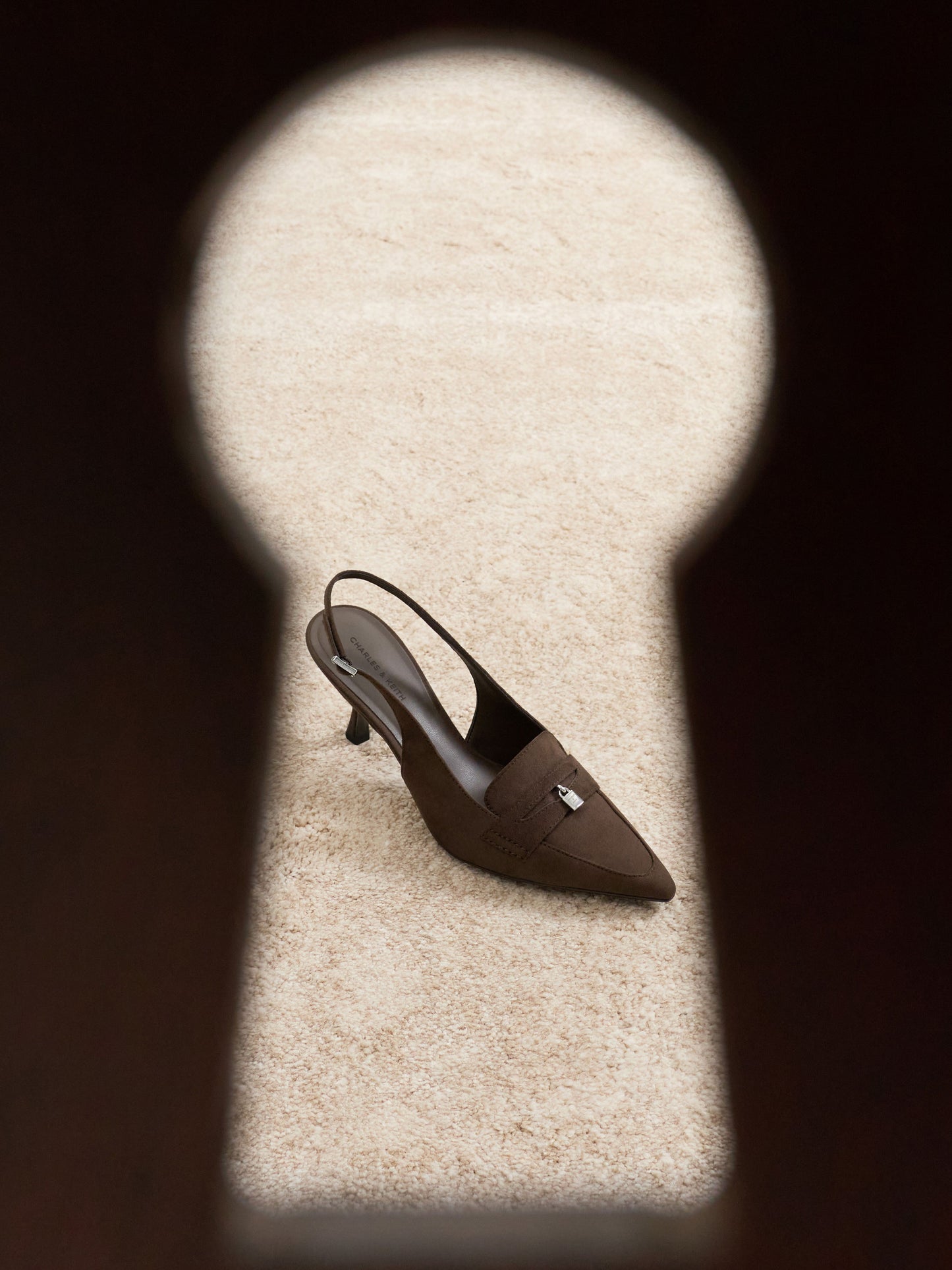 Griselda Faux Suede Slingback Pumps - Dark Brown Textured | CHARLES & KEITH