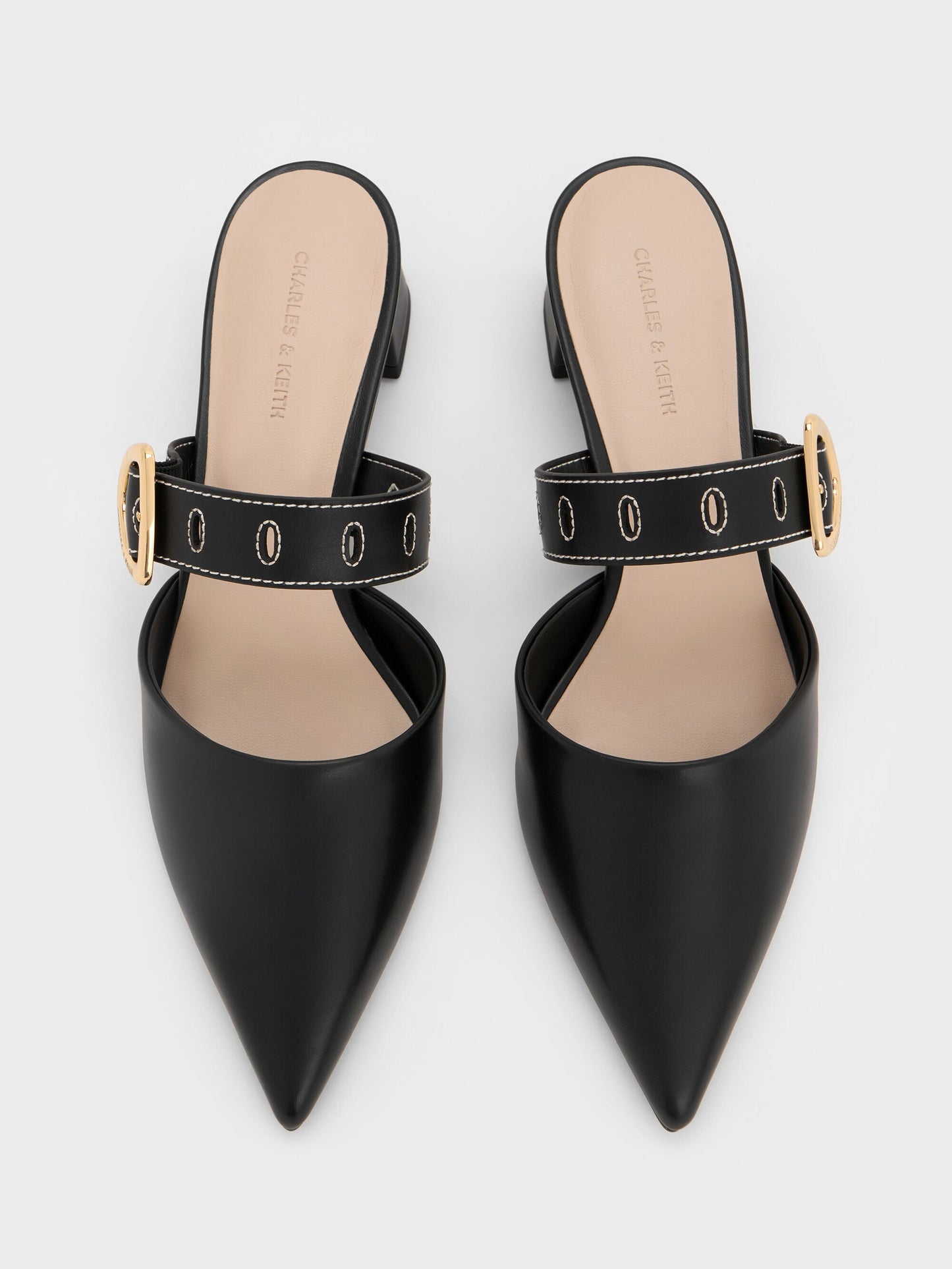 Sepphe Buckle-Strap Heeled Mules - Black | CHARLES & KEITH
