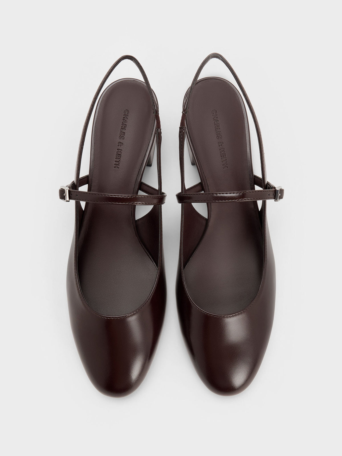 Slingback Mary Jane Pumps - Burgundy | CHARLES & KEITH