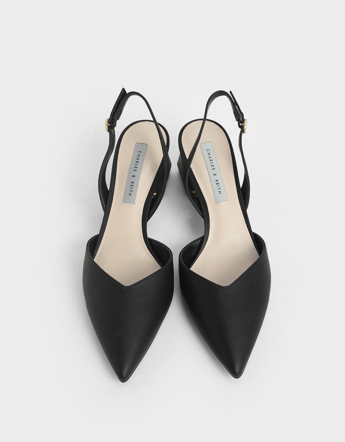 Katarina Metallic-Heel Slingback Pumps - Black | CHARLES & KEITH