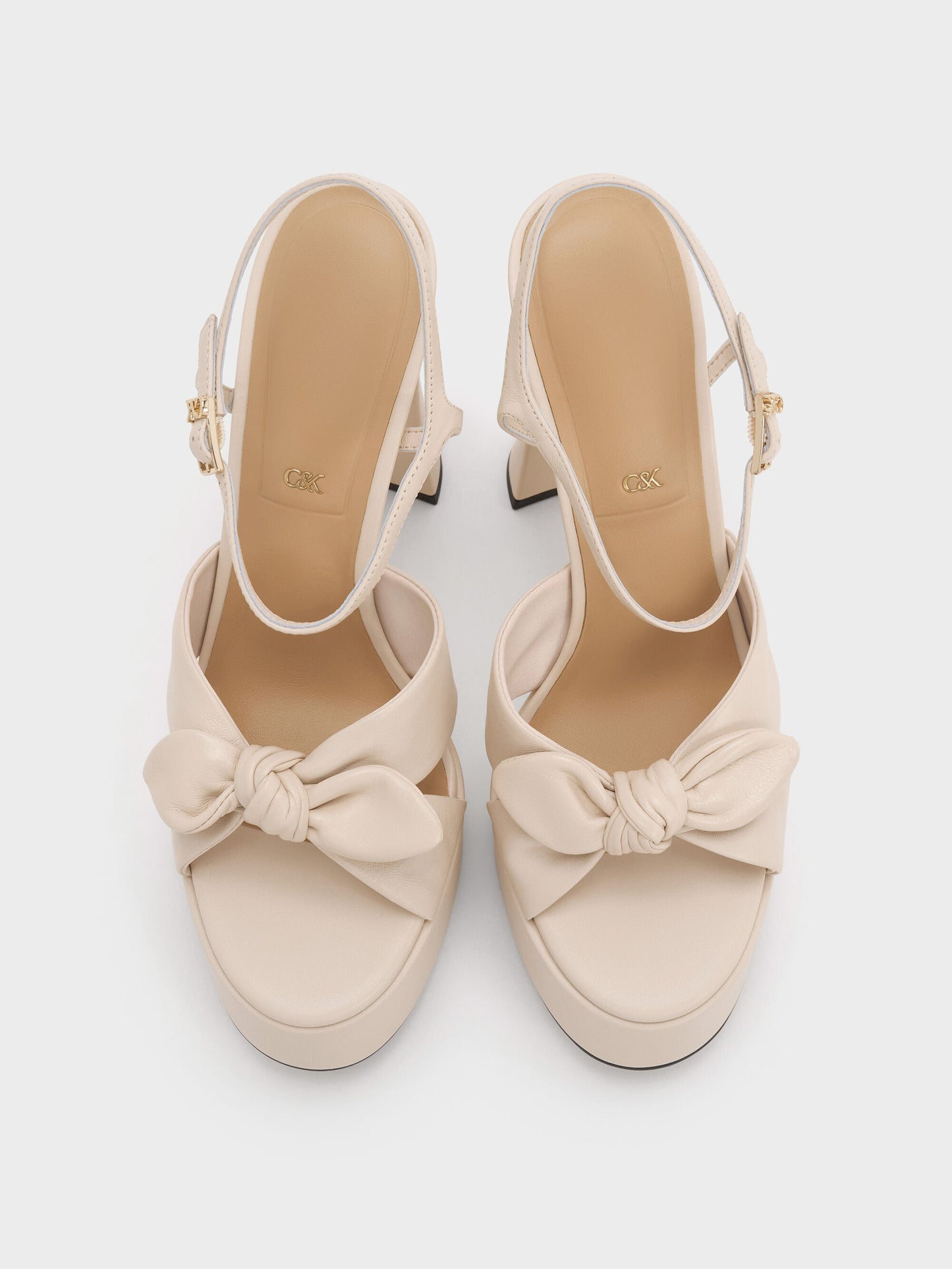 Jayce Leather Platform Sandals - Oat | CHARLES & KEITH
