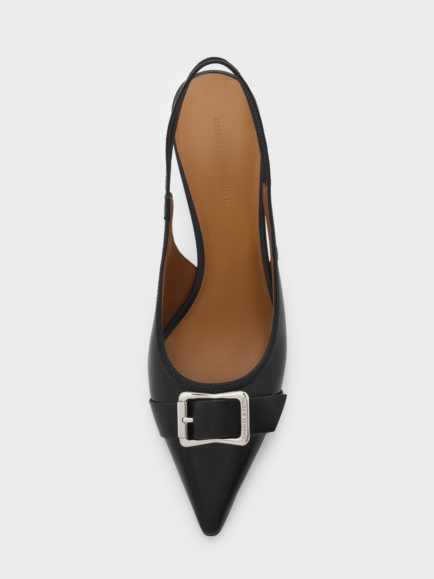 Anita Buckled Pointed Slingback Pumps - Black | CHARLES & KEITH