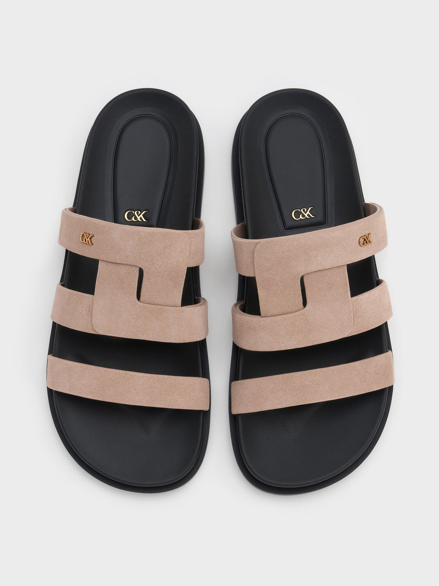 Petina Suede Flatform Sandals - Taupe | CHARLES & KEITH