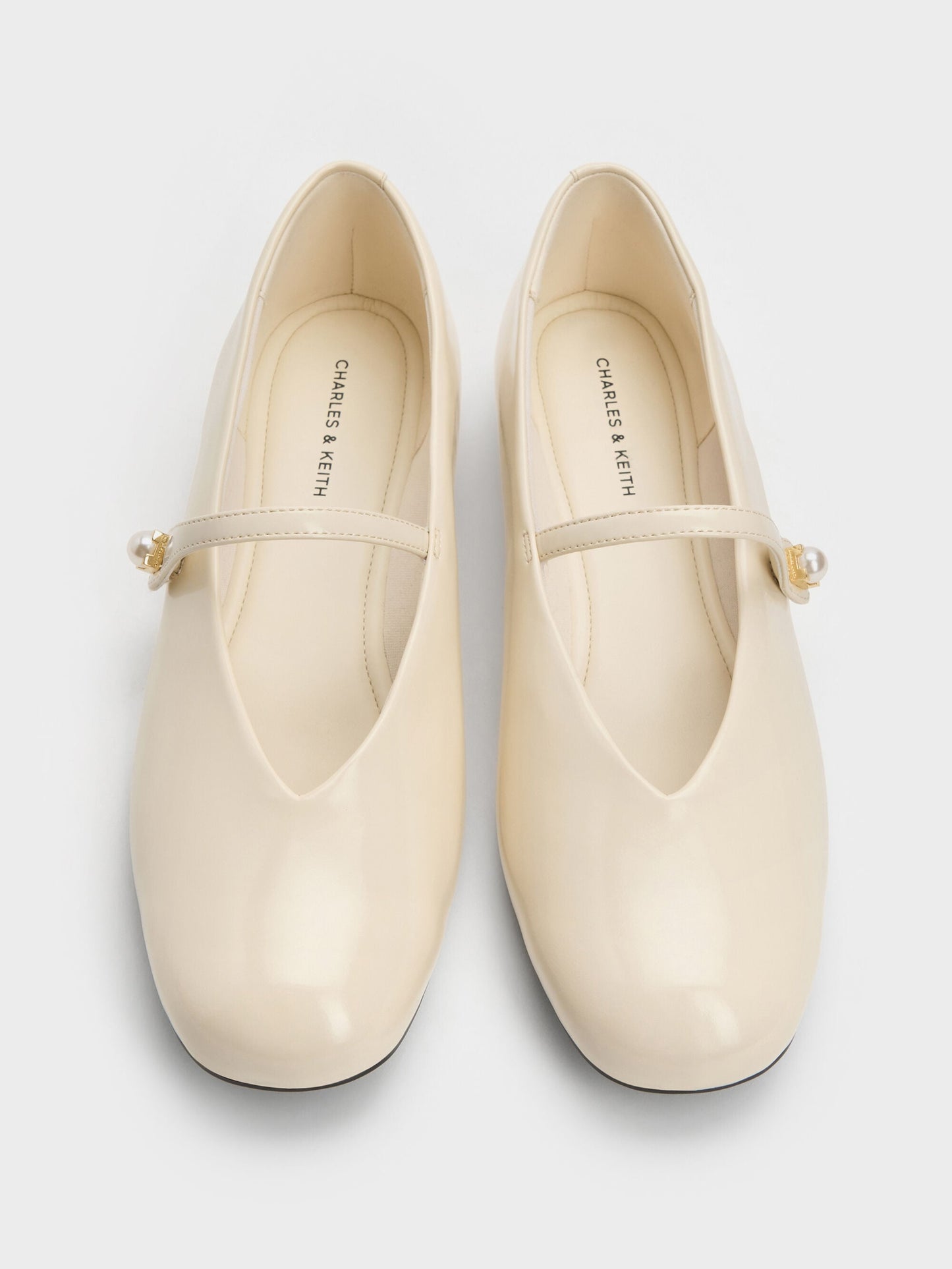 Marie Pearl Mary Jane Flats - Cream | CHARLES & KEITH