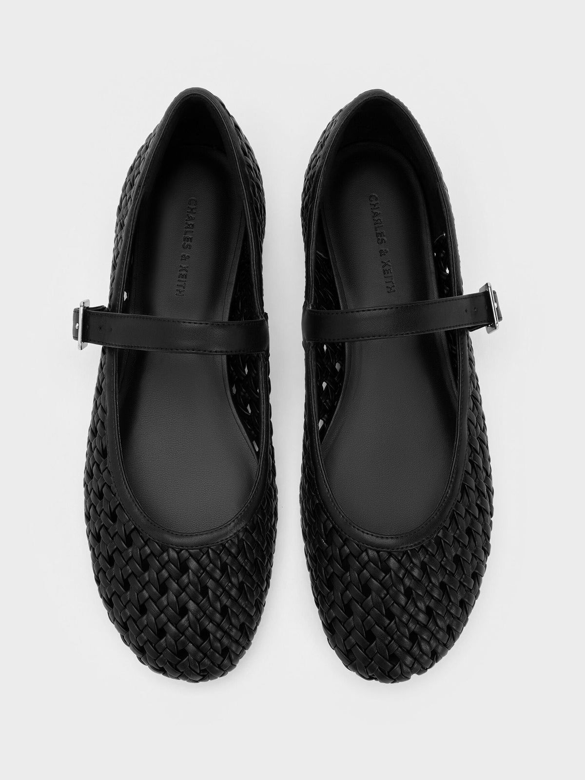 Woven Mary Jane Flats - Black | CHARLES & KEITH