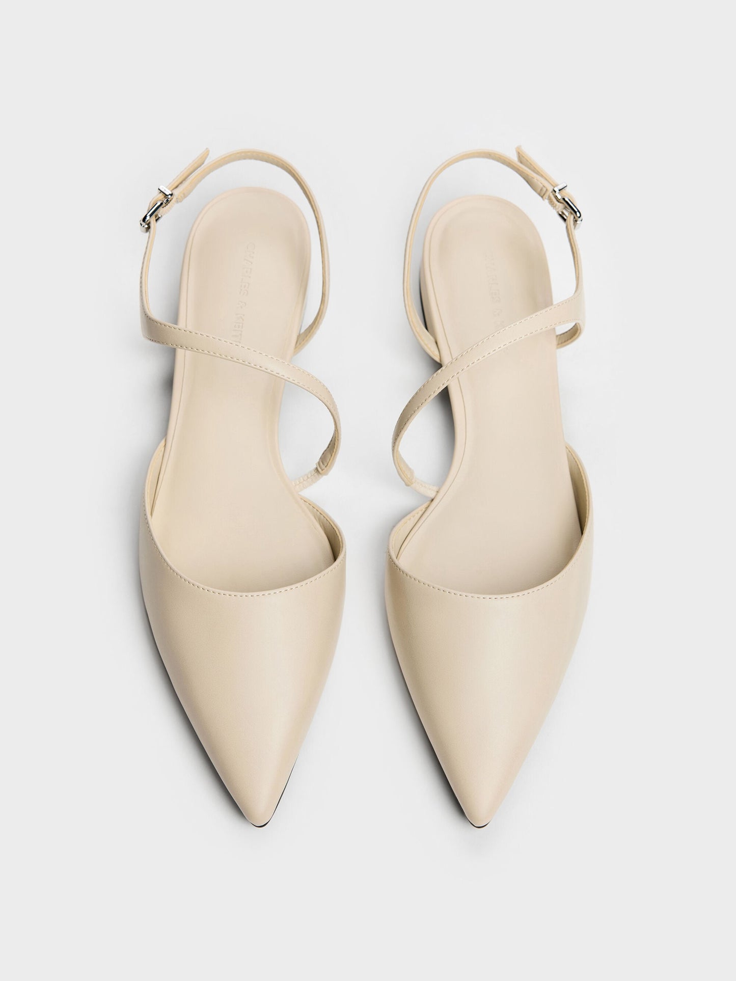 Cordelia Pointed Slingback Flats - Chalk | CHARLES & KEITH