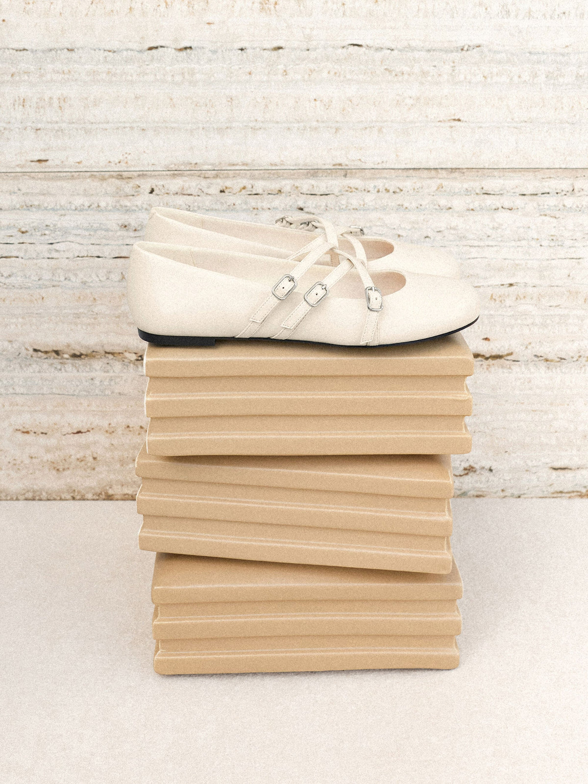 Triple-Strap Mary Jane Flats - Chalk | CHARLES & KEITH