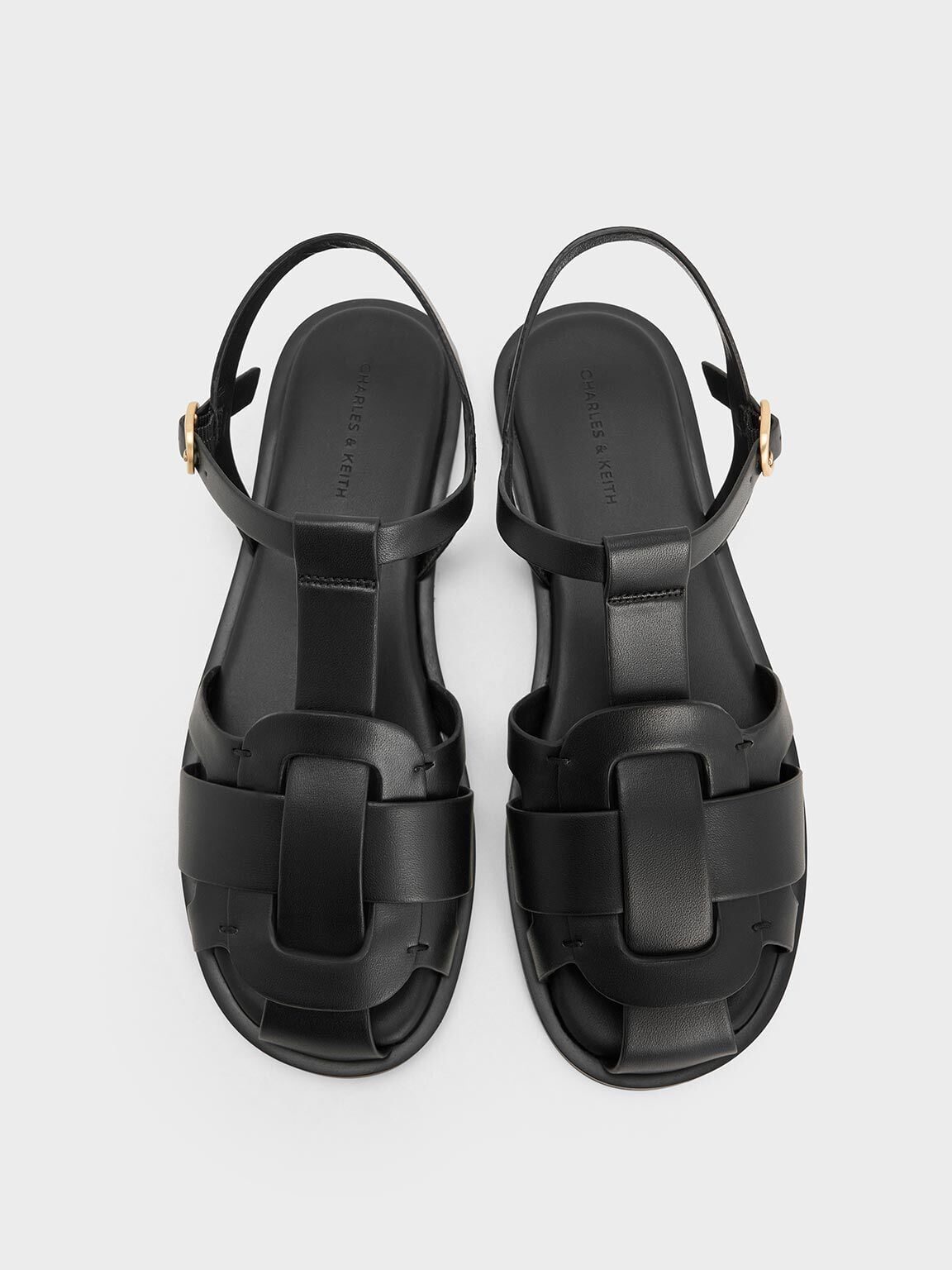Easley T-Bar Caged Sandals - Black | CHARLES & KEITH
