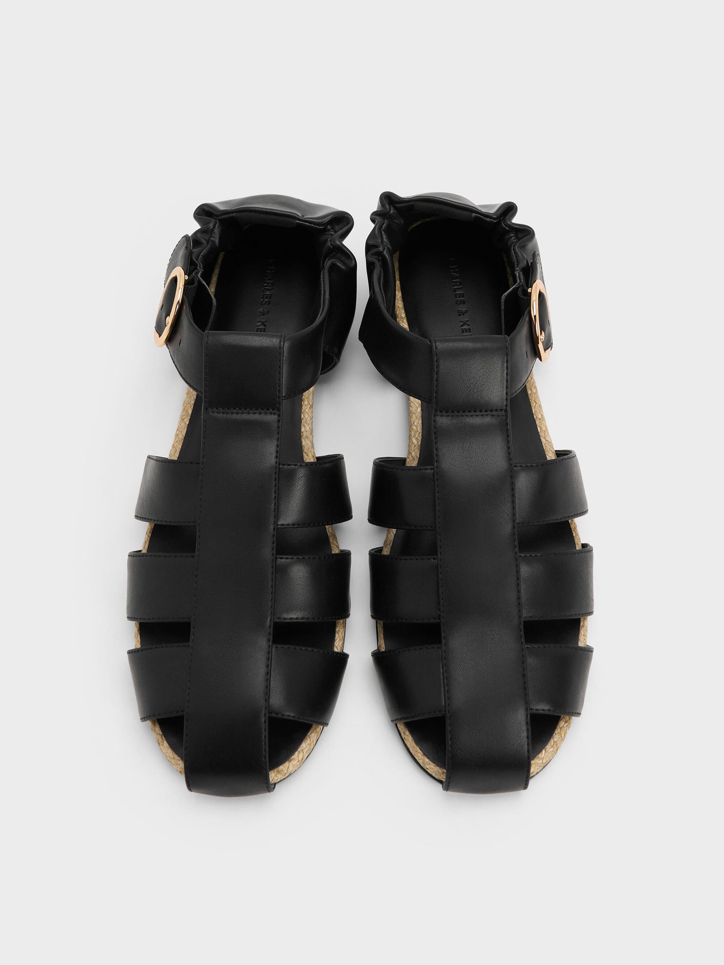Caged Flat Espadrilles - Black | CHARLES & KEITH