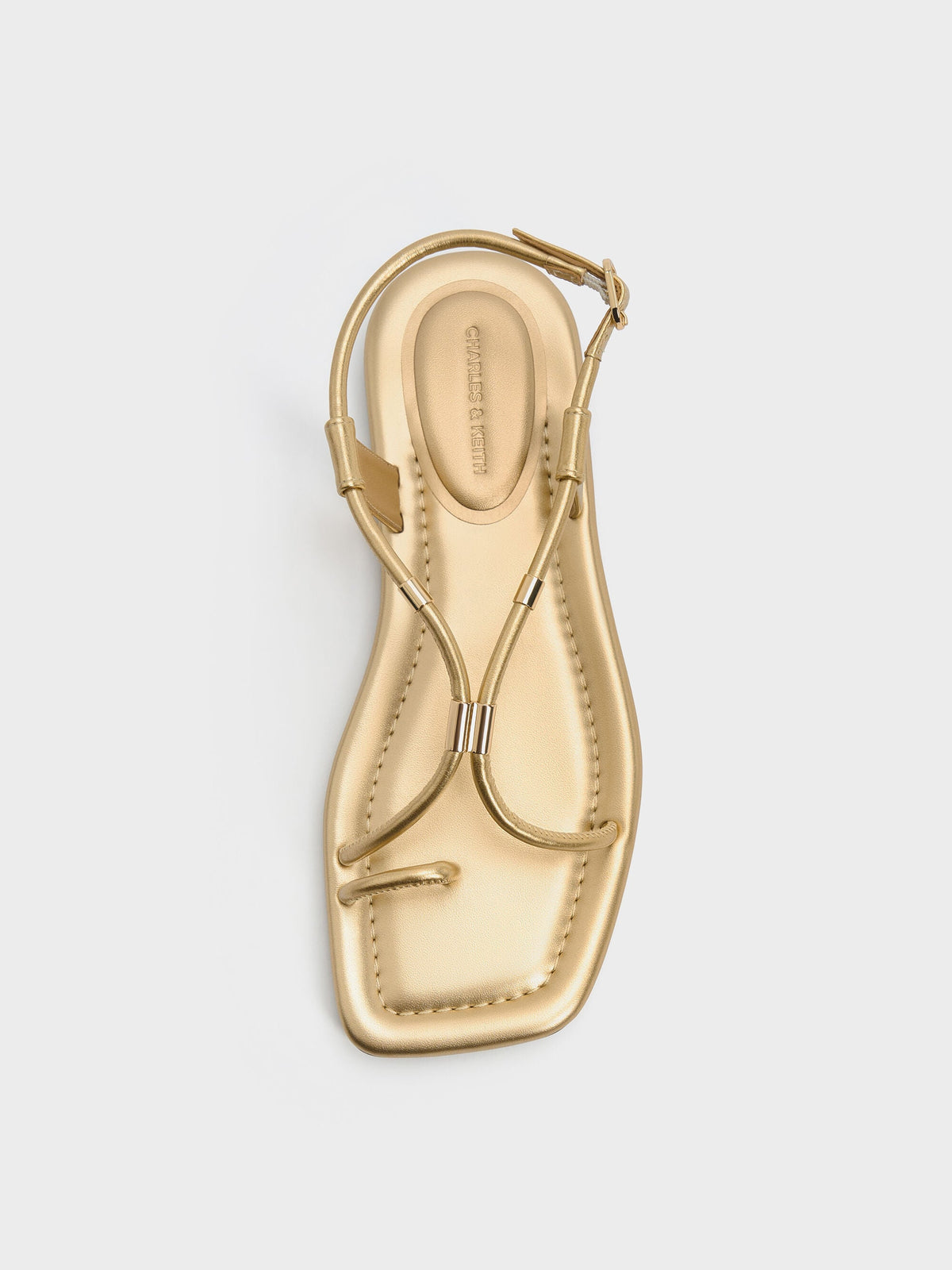 Metallic-Accent Toe-Ring Sandals - Gold | CHARLES & KEITH