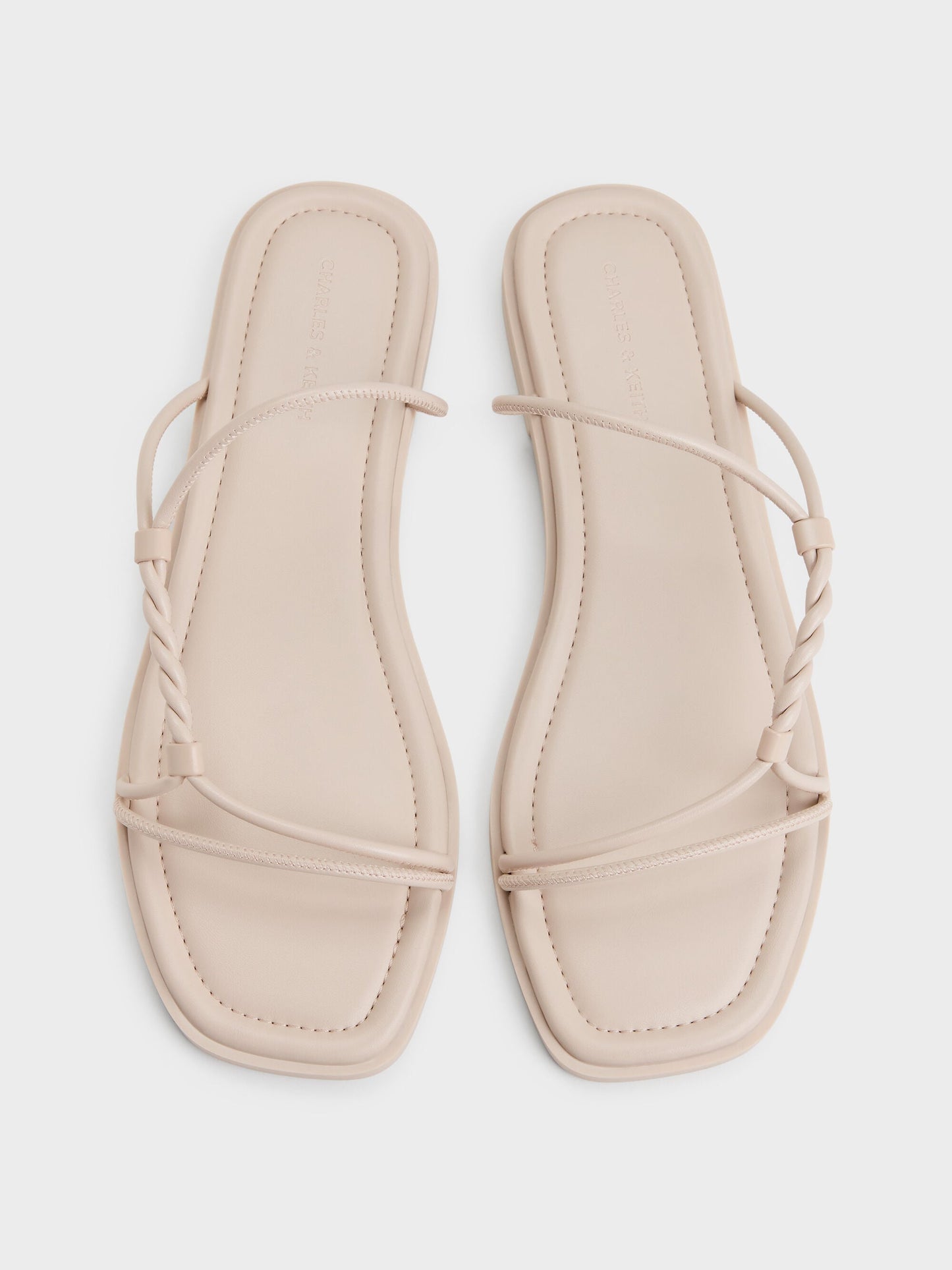 Fianna Twist-Strap Slide Sandals - Beige | CHARLES & KEITH