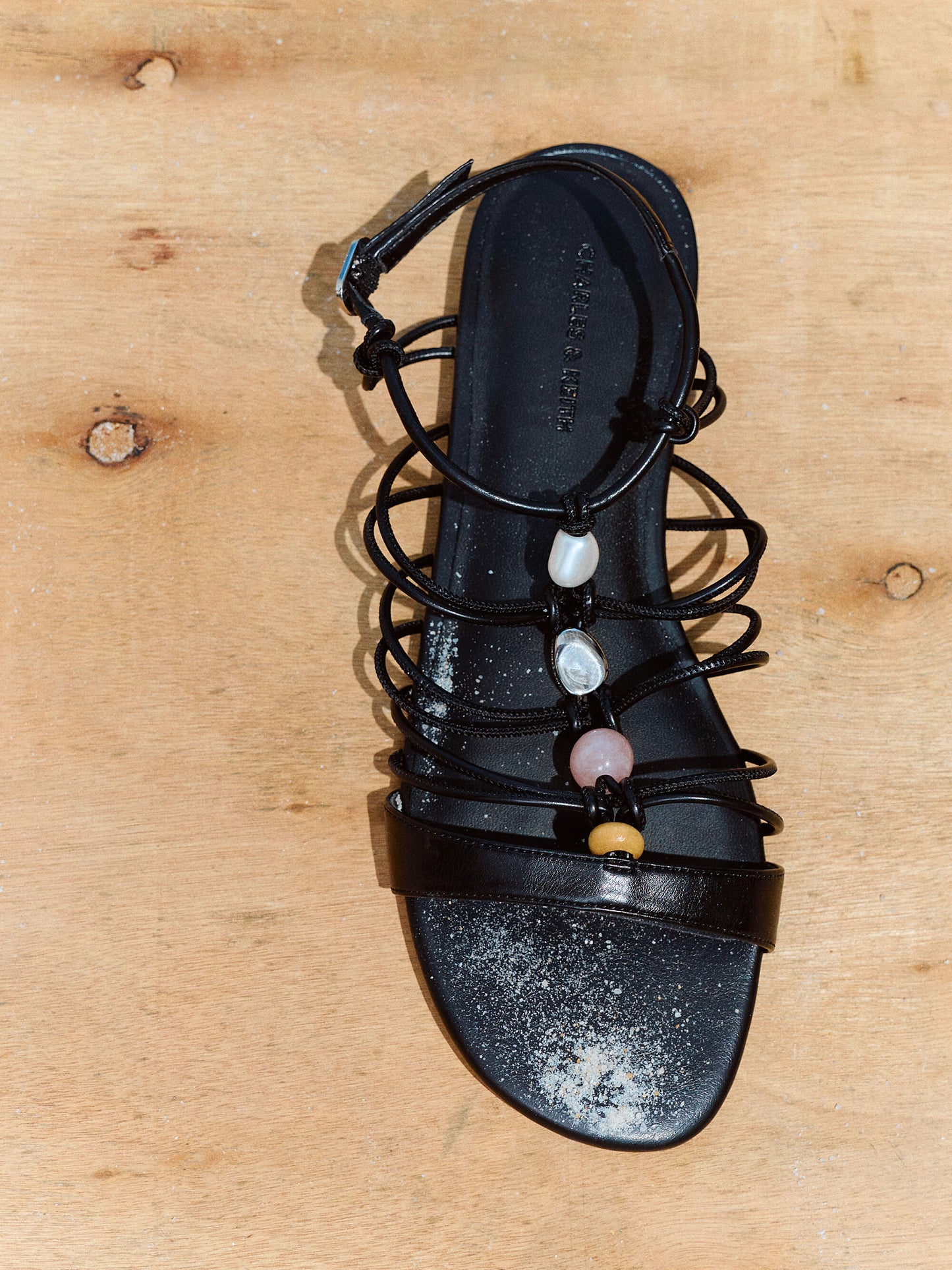 Georgie Bead Strappy Sandals - Black | CHARLES & KEITH