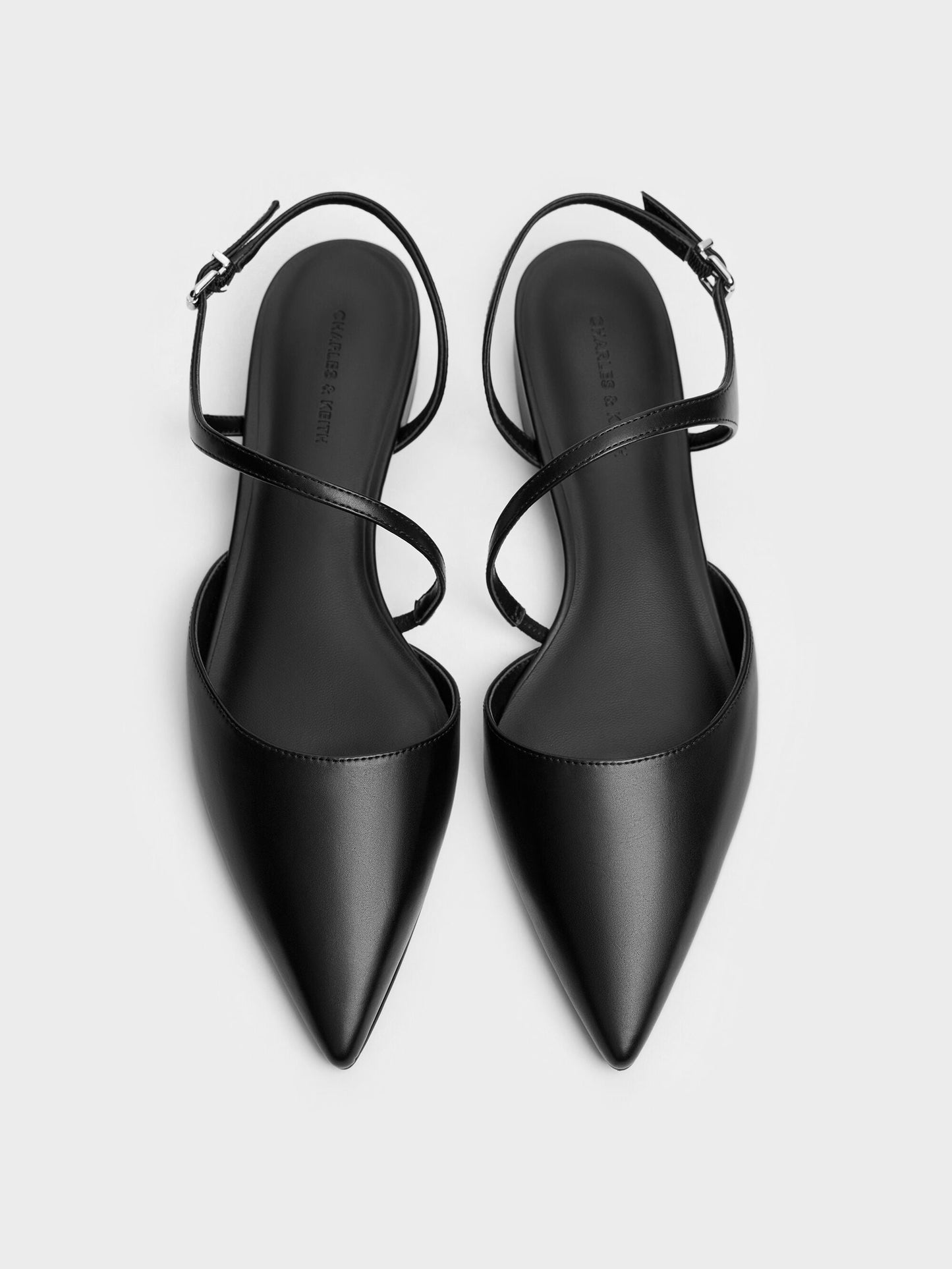 Cordelia Pointed Slingback Flats - Black | CHARLES & KEITH