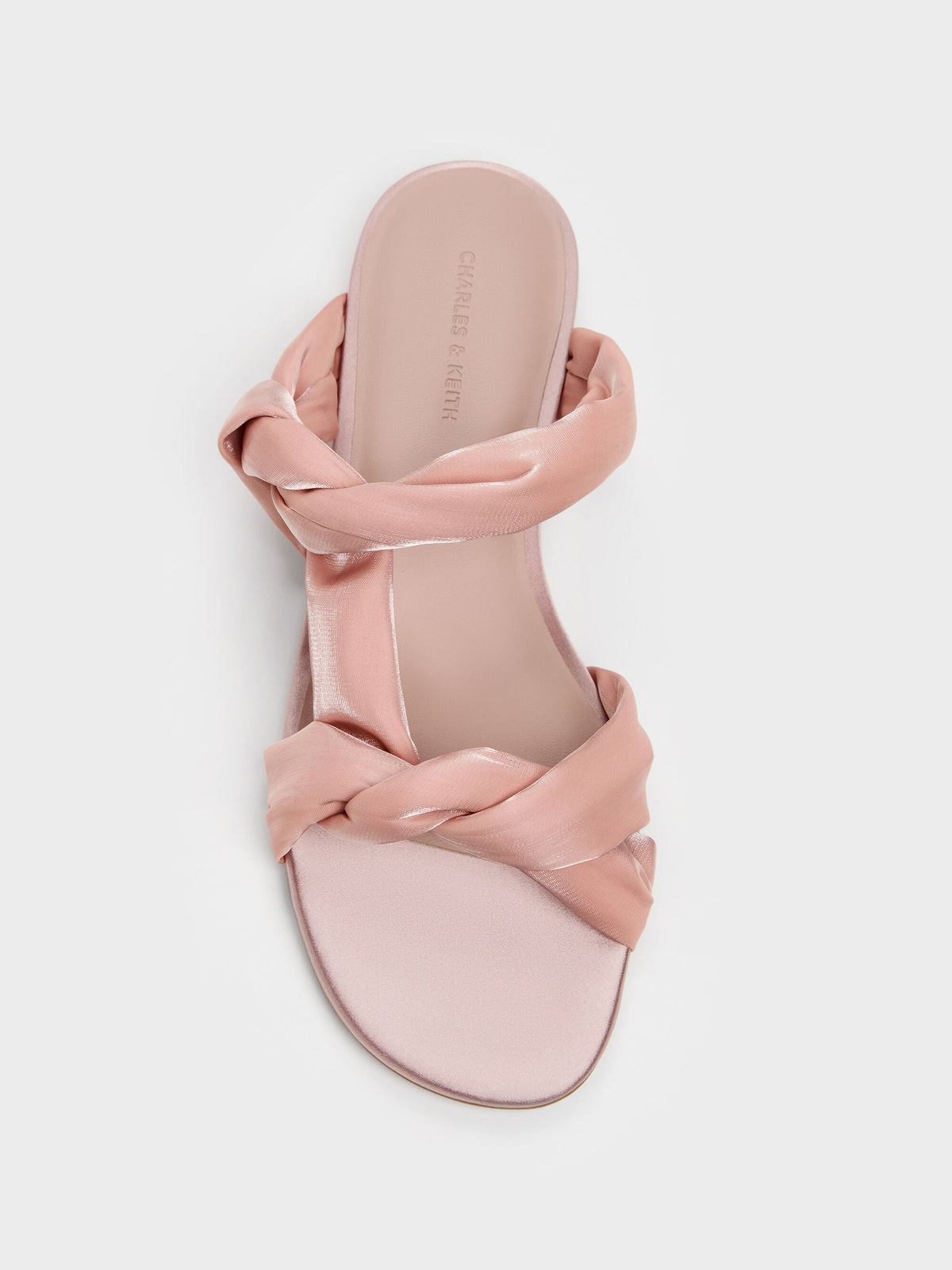 Ruched-Strap Slide Sandals - Light Pink | CHARLES & KEITH