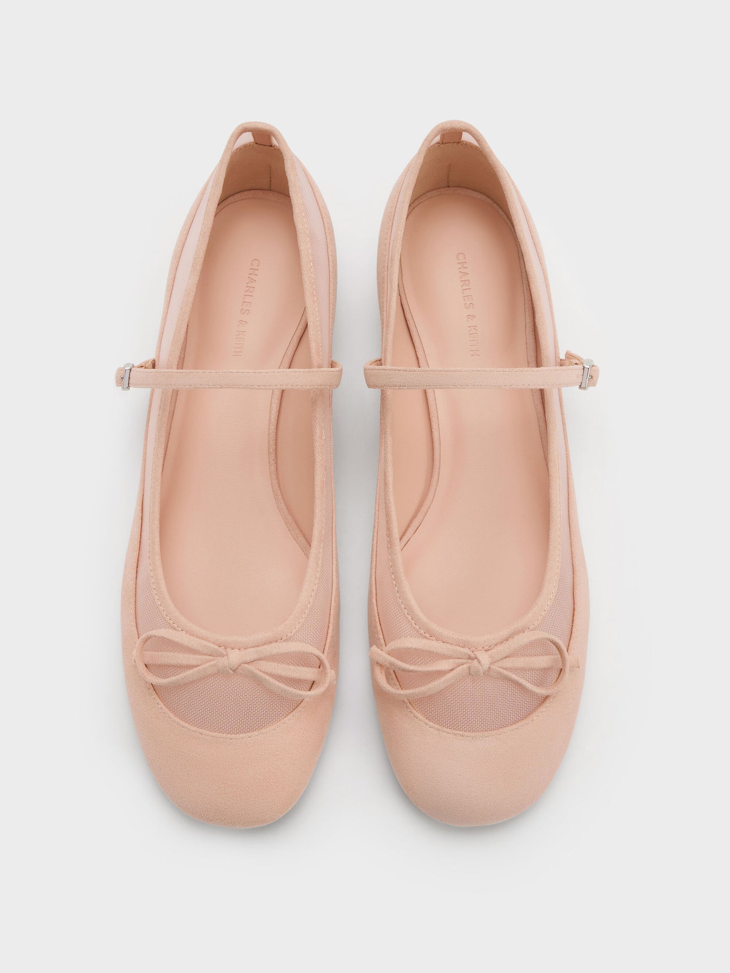 Mulligan Faux Suede & Mesh Mary Janes - Blush | CHARLES & KEITH