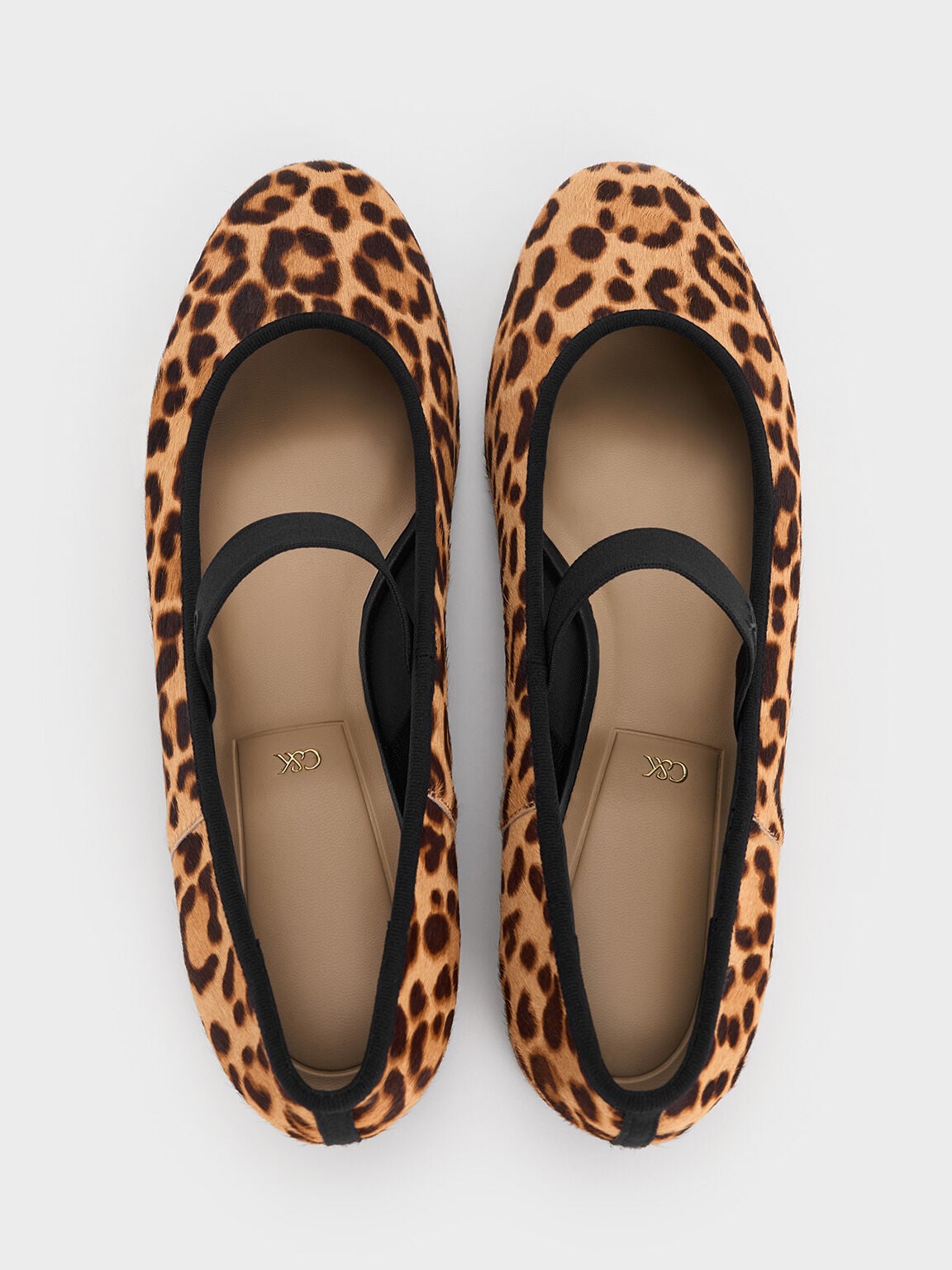 Leopard-Print Textured Mary Jane Flats - Multi | CHARLES & KEITH
