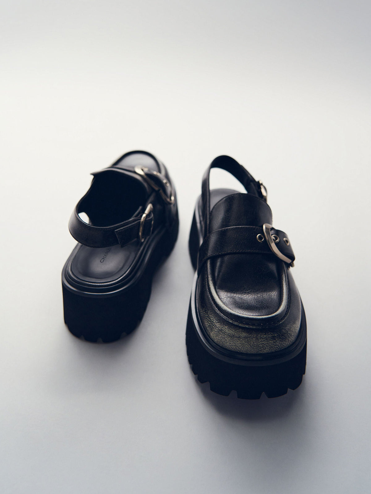 Eliot Platform Slingback Loafers - Grey | CHARLES & KEITH