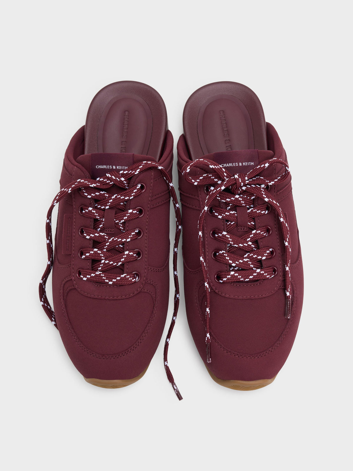 Lace-Up Sneaker Mules - Burgundy | CHARLES & KEITH