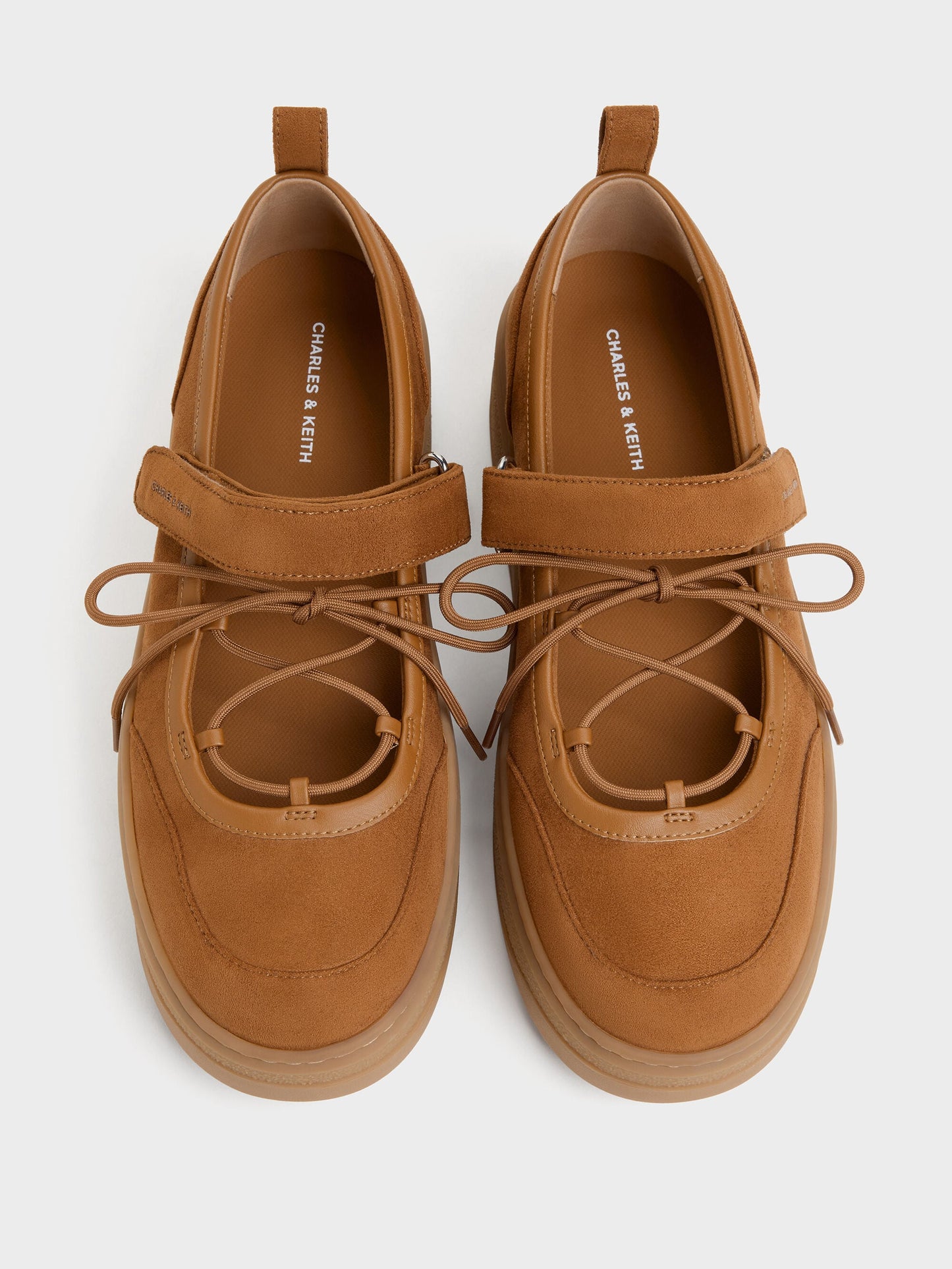 Faux Suede Mary Jane Platform Sneakers - Cognac | CHARLES & KEITH