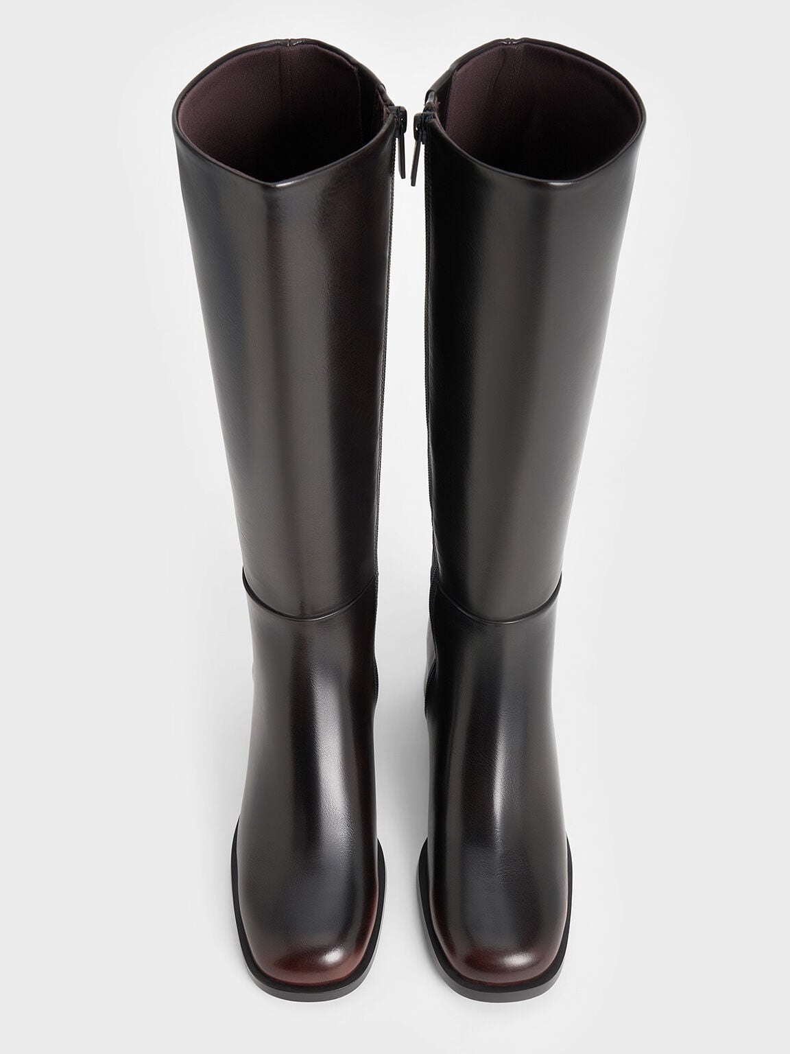 Louise Block-Heel Knee-High Boots - Dark Brown | CHARLES & KEITH