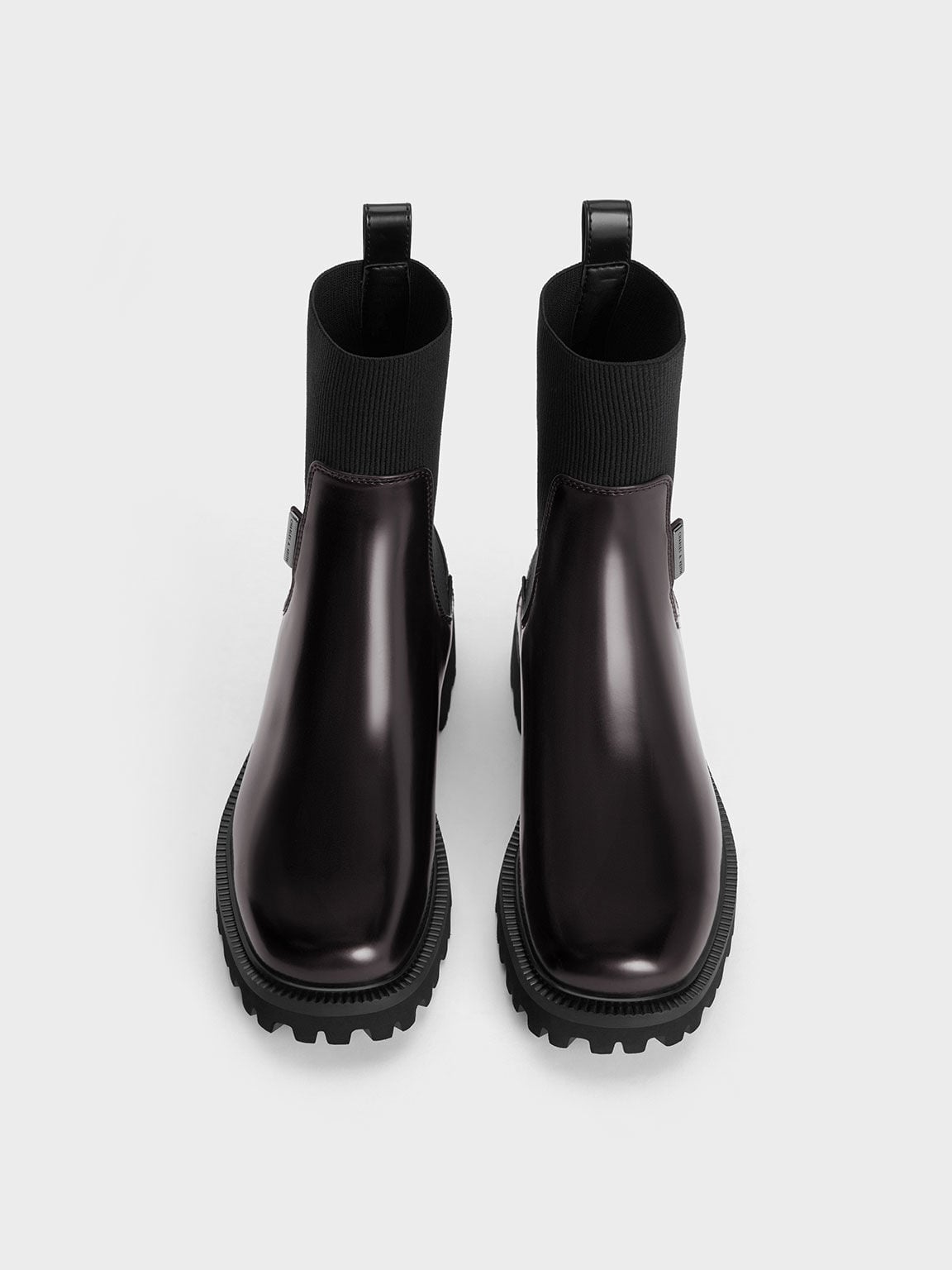 Remy Ridged-Sole Chelsea Boots - Burgundy | CHARLES & KEITH