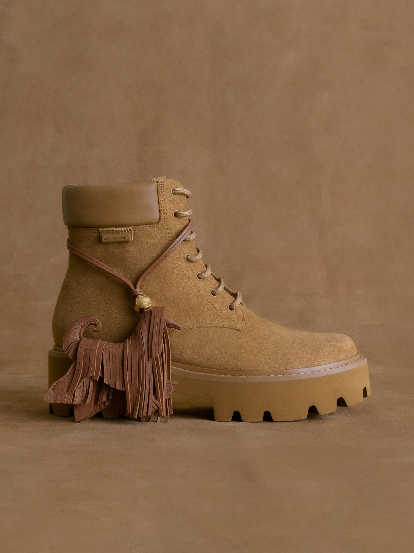 Ripley Ridged-Sole Ankle Boots - Sand | CHARLES & KEITH