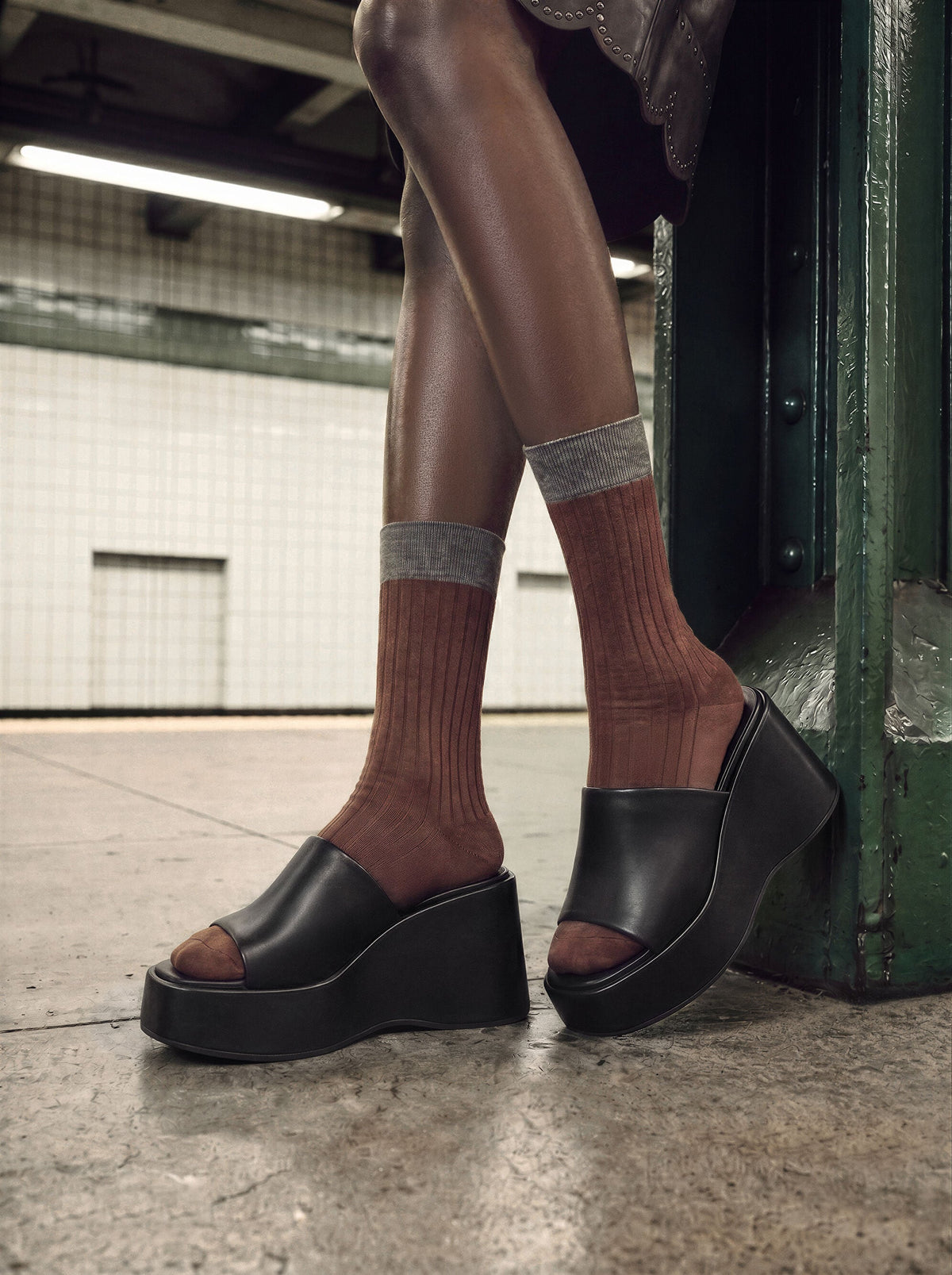 Wide-Strap Platform Wedges - Black | CHARLES & KEITH