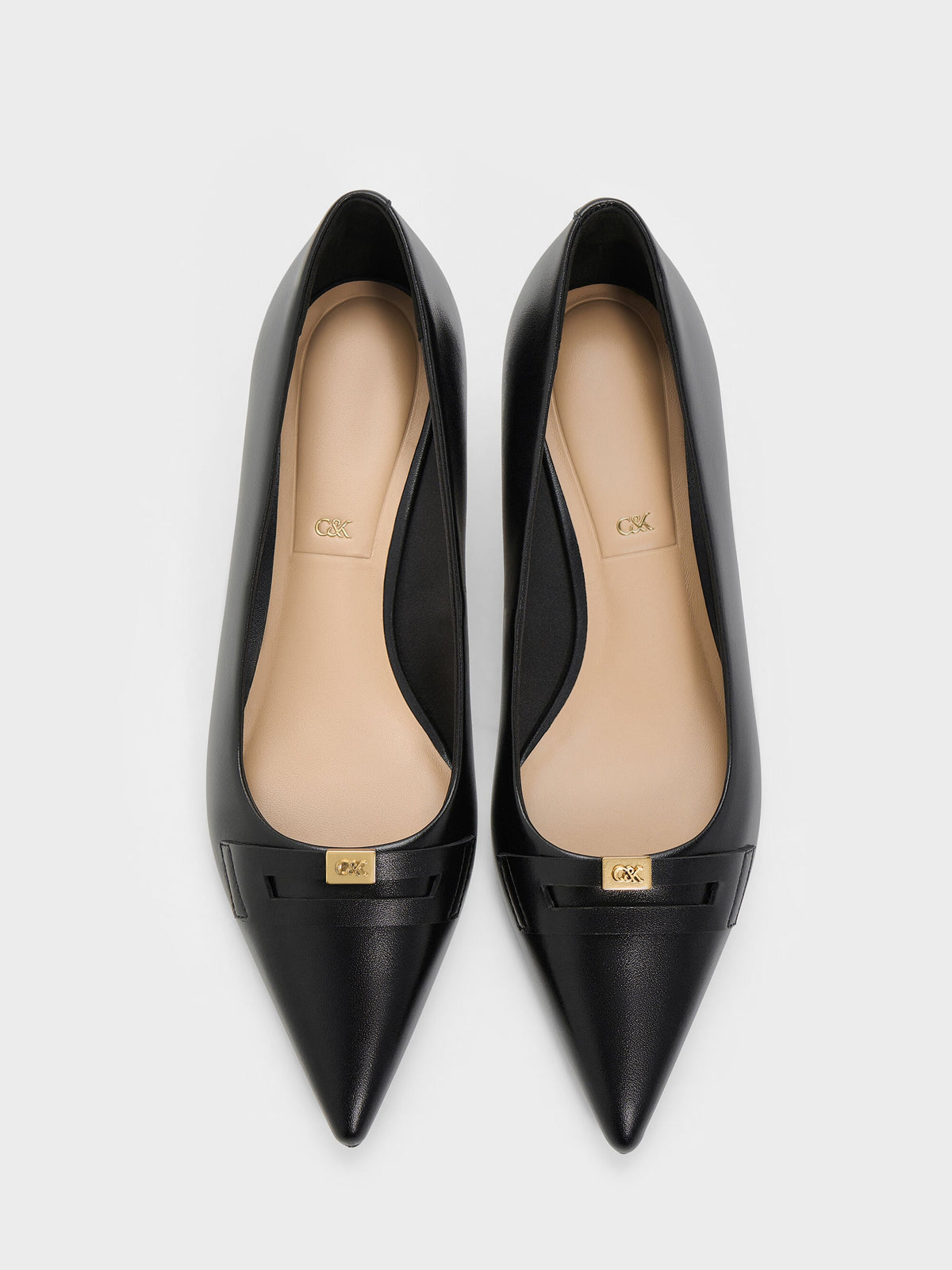 Georgina Leather Kitten Heels - Black | CHARLES & KEITH