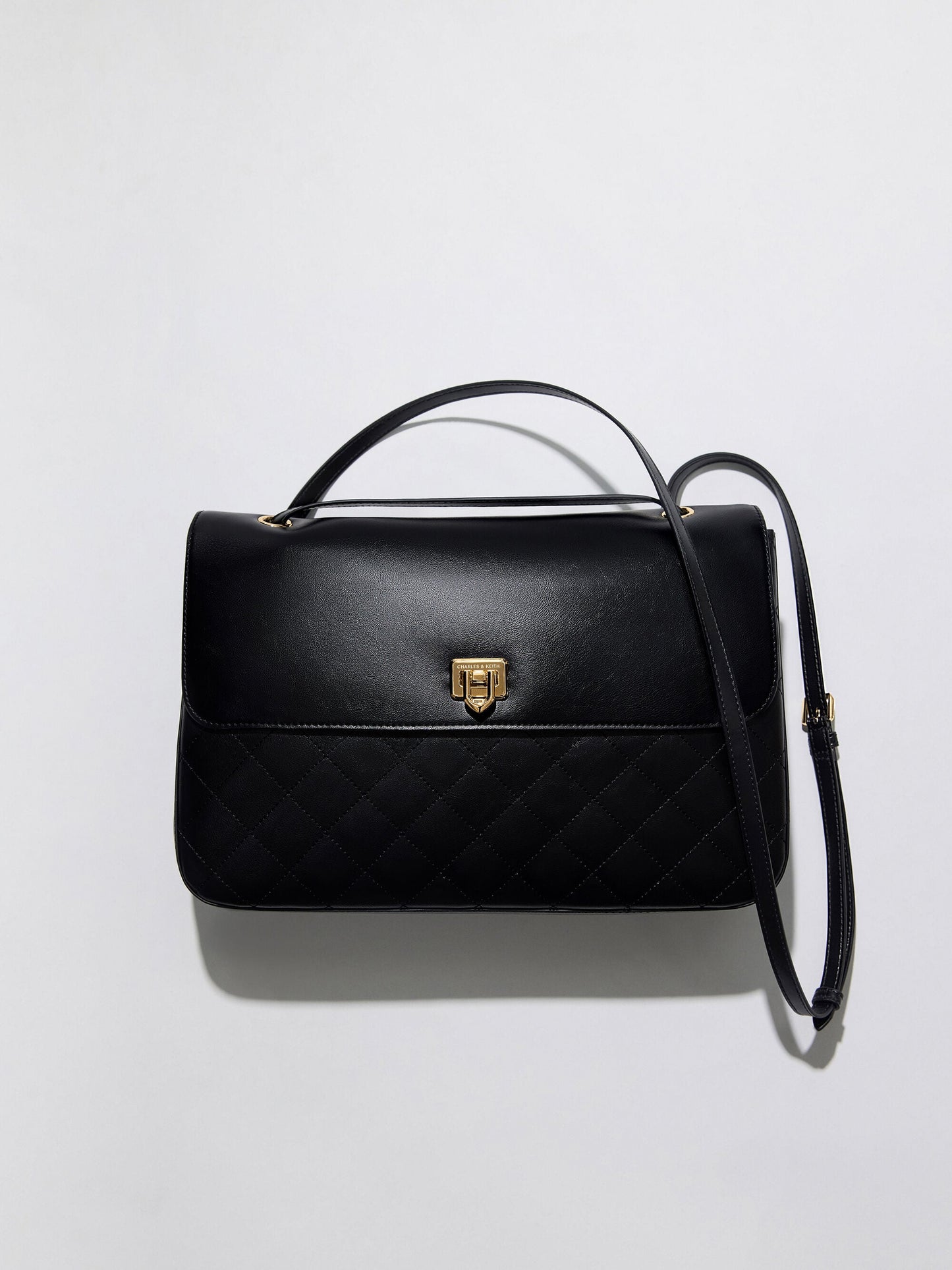 Connie Quilted Shoulder Bag - Black | CHARLES & KEITH