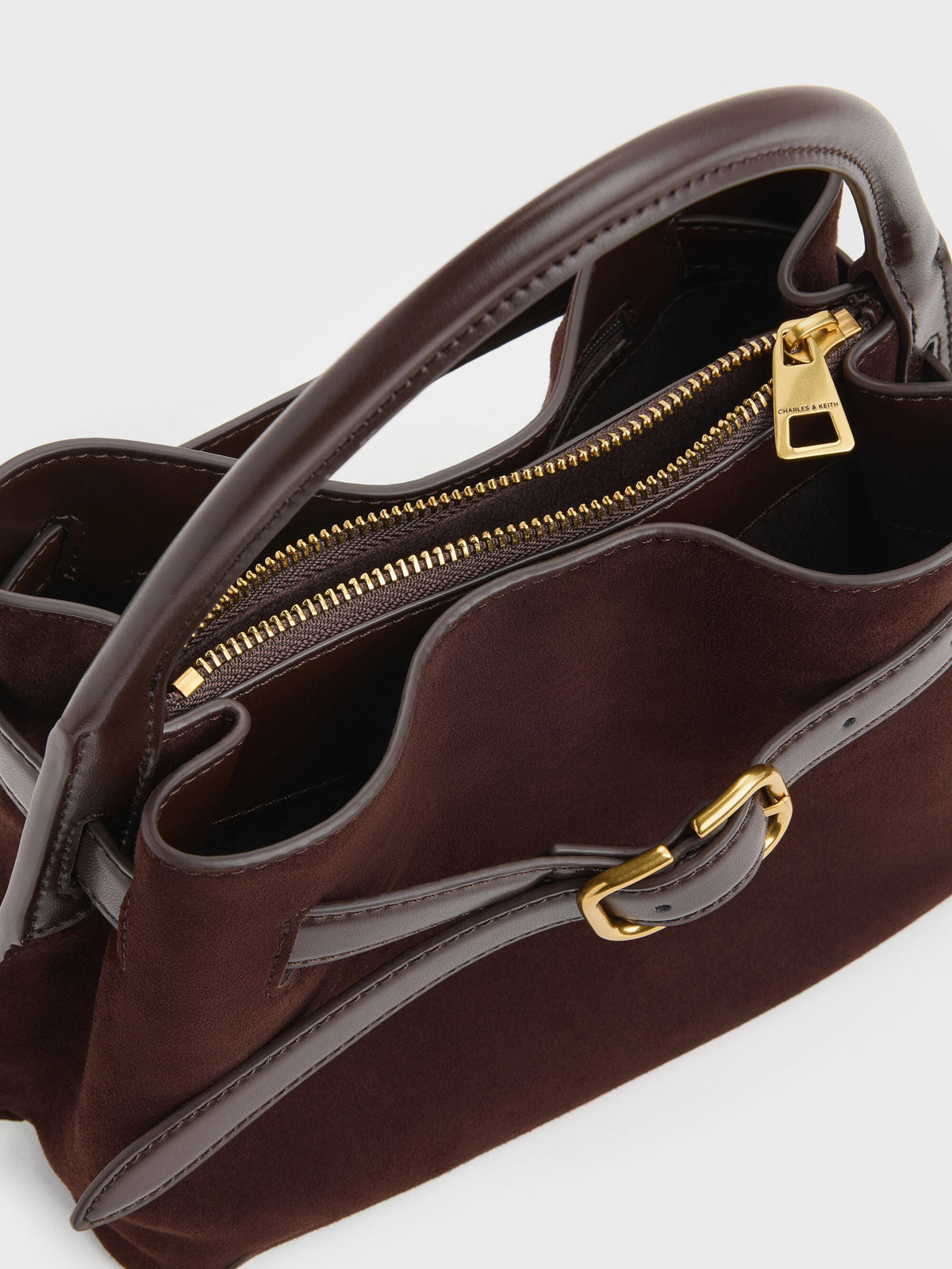 Victoria Belted Top Handle Bag - Espresso Brown | CHARLES & KEITH