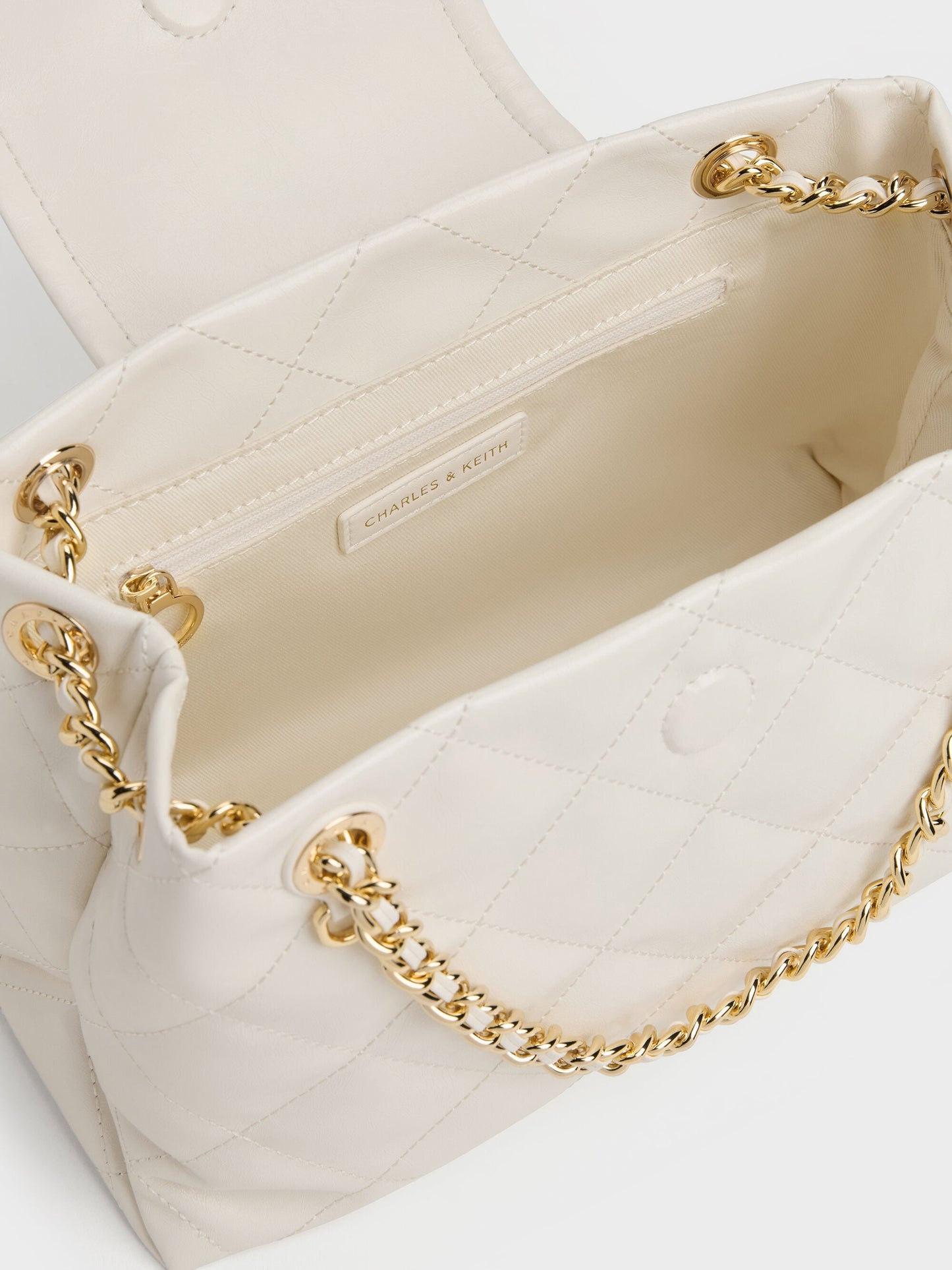 Apfra Quilted Shoulder Bag - Cream | CHARLES & KEITH
