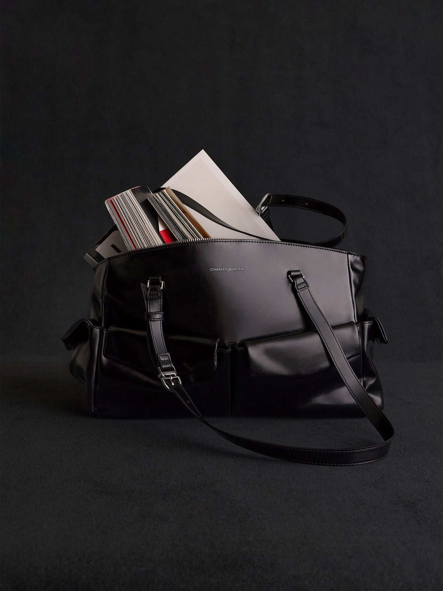 Rachel Multi-Pocket Tote Bag - Noir | CHARLES & KEITH