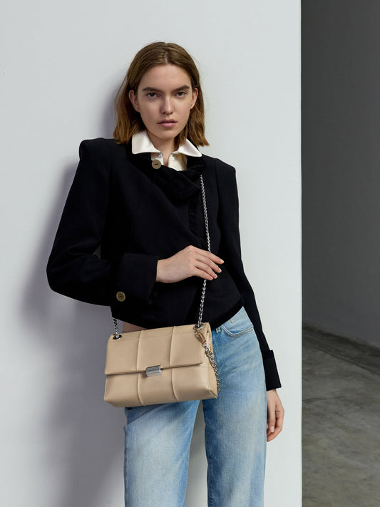 Delfina Quilted Chain-Strap Shoulder Bag - Sand Beige | CHARLES & KEITH