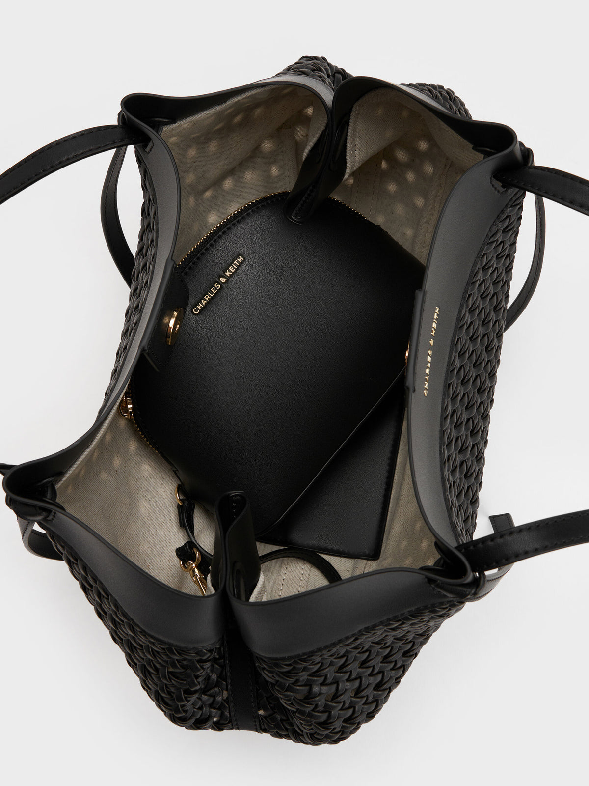 Calla Woven Tote Bag - Black | CHARLES & KEITH