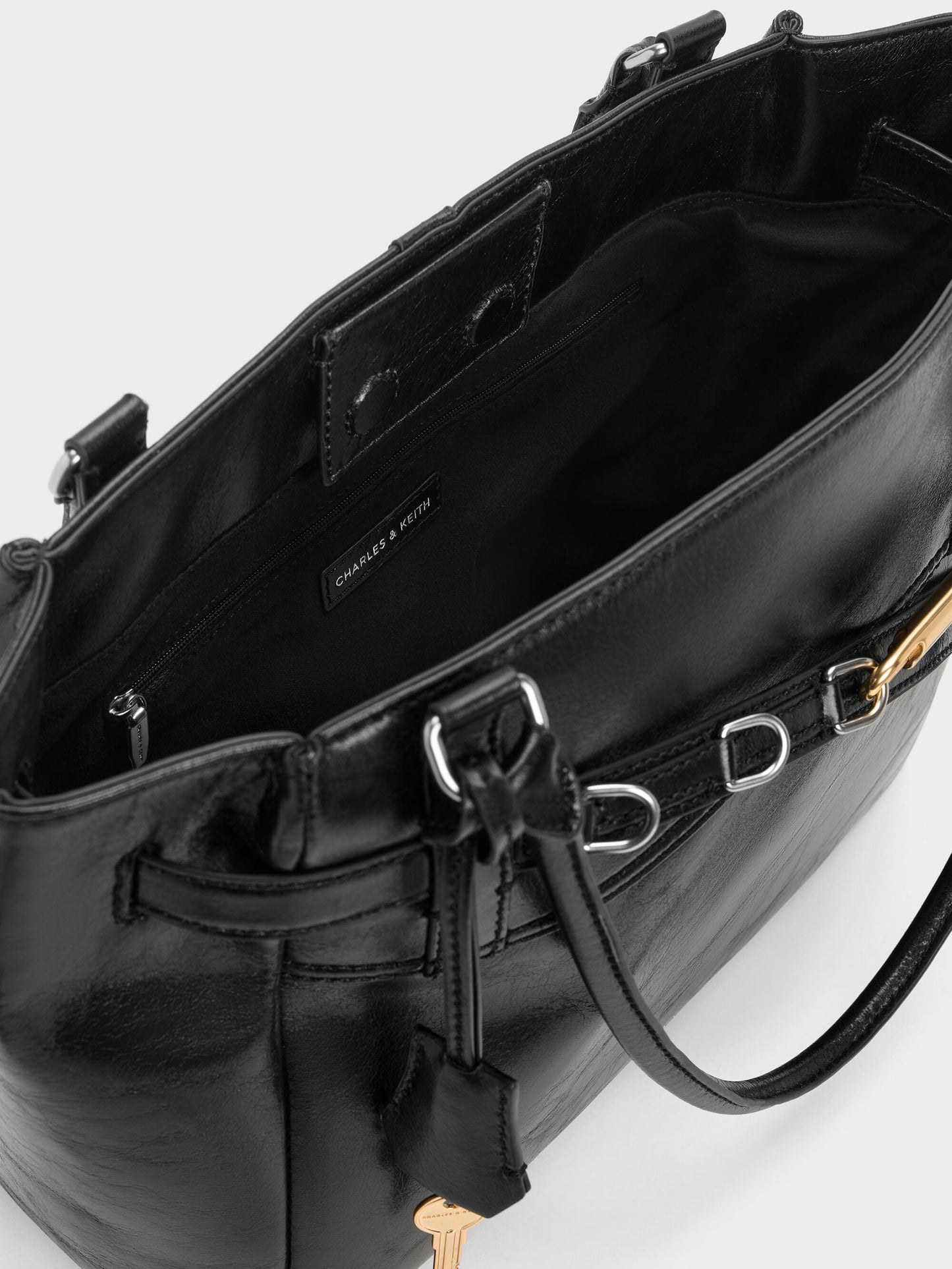 Delfina Belted Tote Bag - Noir | CHARLES & KEITH
