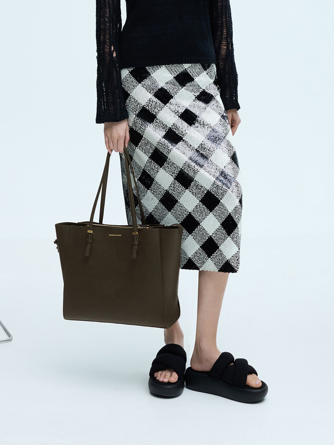 Sansa Tote Bag - Dark Moss | CHARLES & KEITH